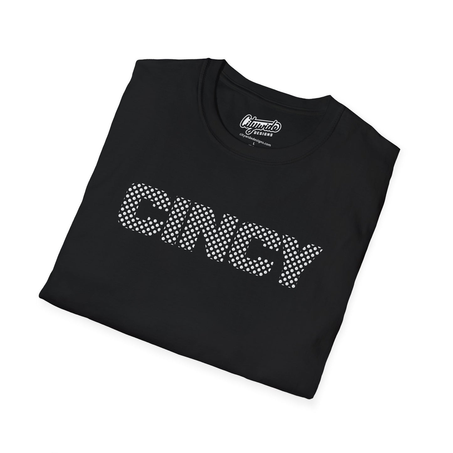 CINCY Created From Small Patterned Baseball Design Graphic Tee
