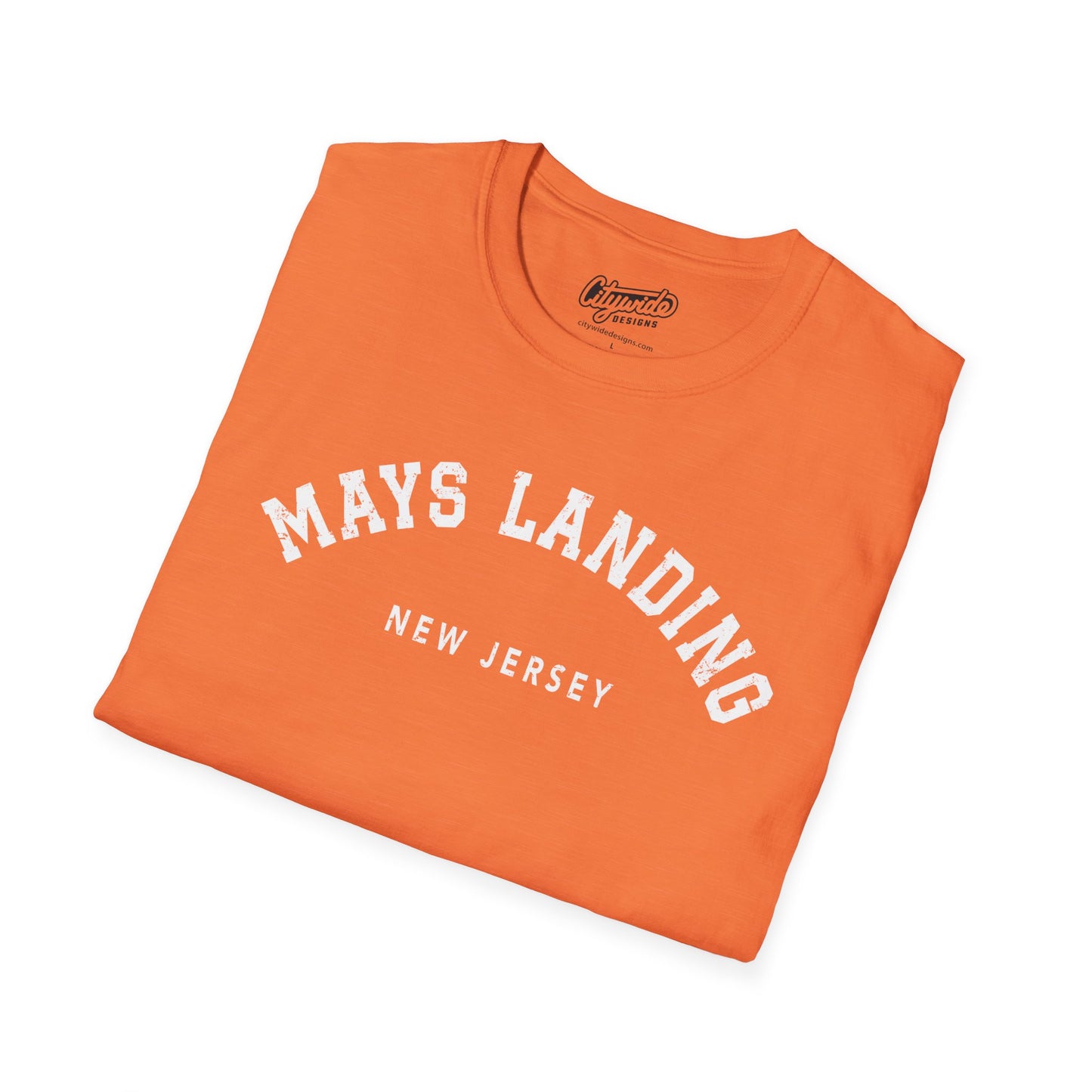 Mays Landing Heart New Jersey, Arched Varsity Text T-Shirt