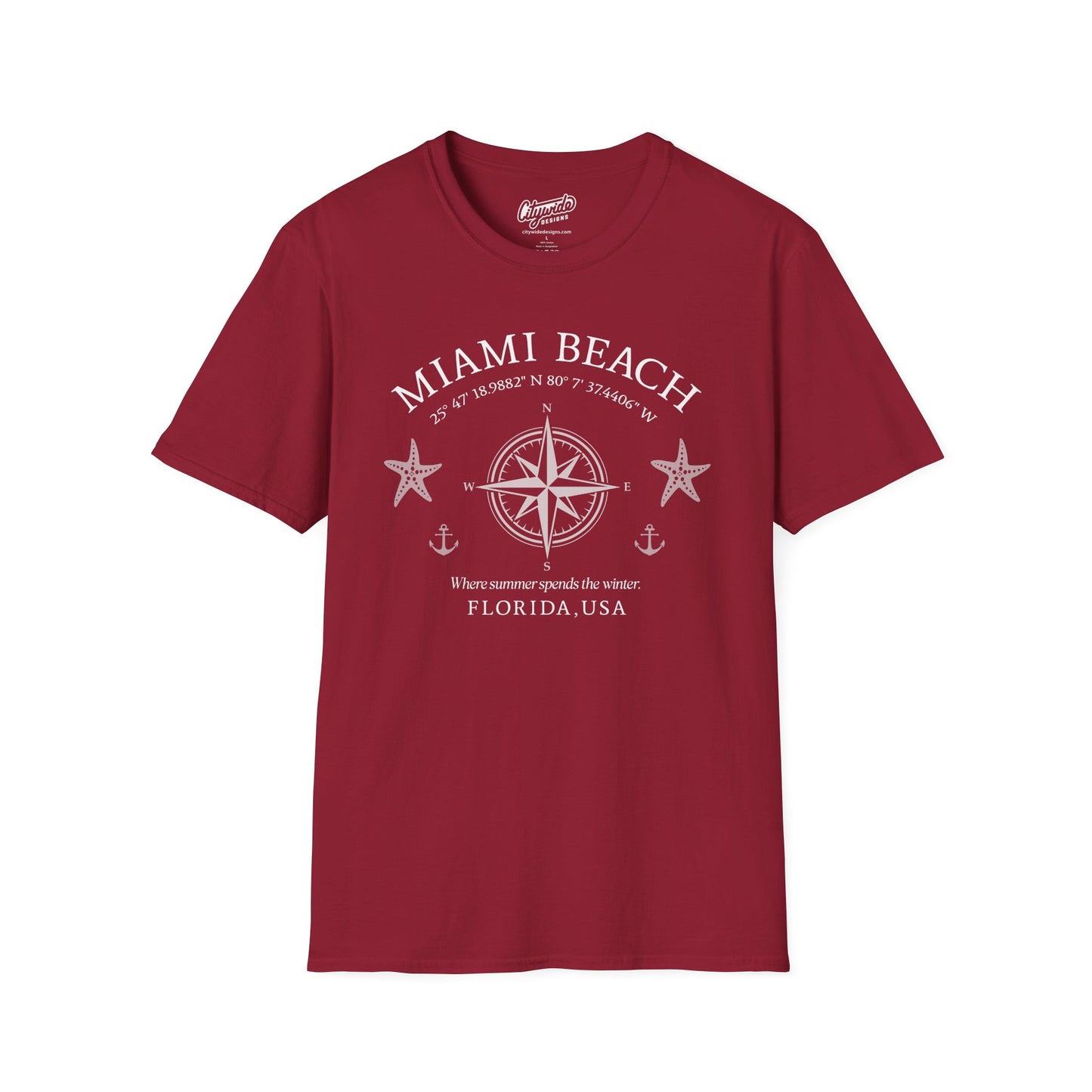 Miami Beach, Florida Starfish and Anchors T-Shirt