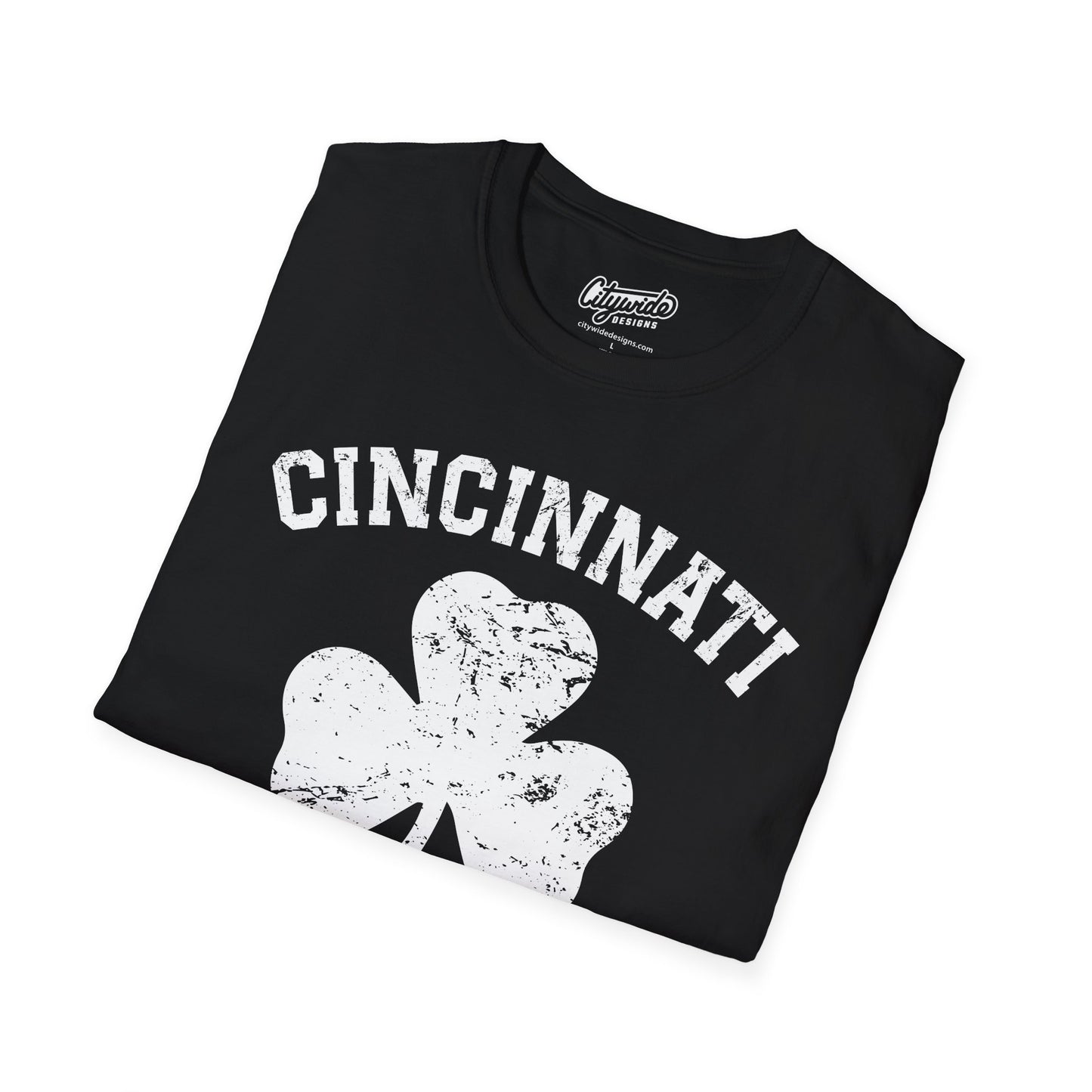 Cincinnati Big Shamrock T-Shirt, White Ink, Great for St. Patricks Day