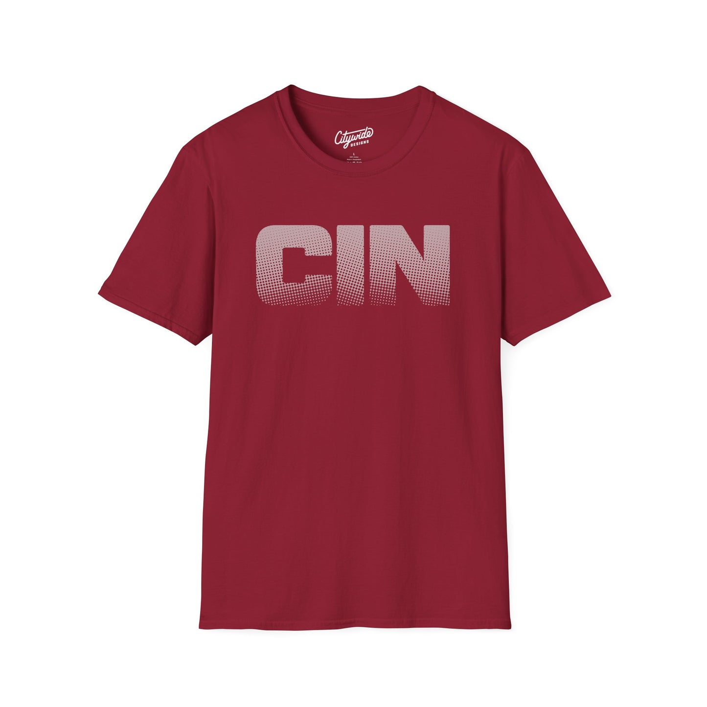 CIN Faded Pop Art Graphic Tee Design Ghosted Halftone Dots