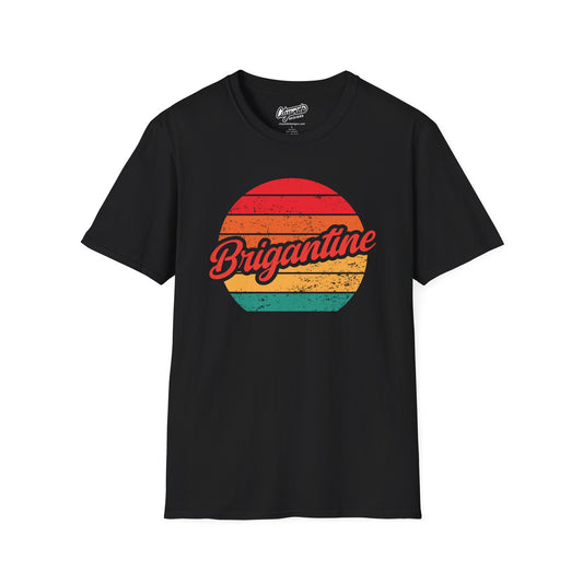 Brigantine, Colorful Retro Sunset Graphic T-Shirt