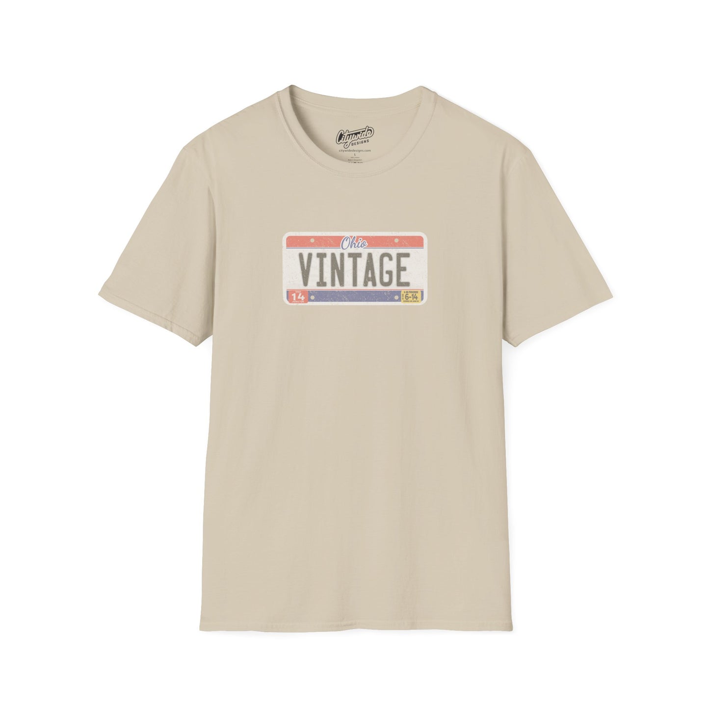 Faded Ohio License Plate Graphic Tee with Vintage Text