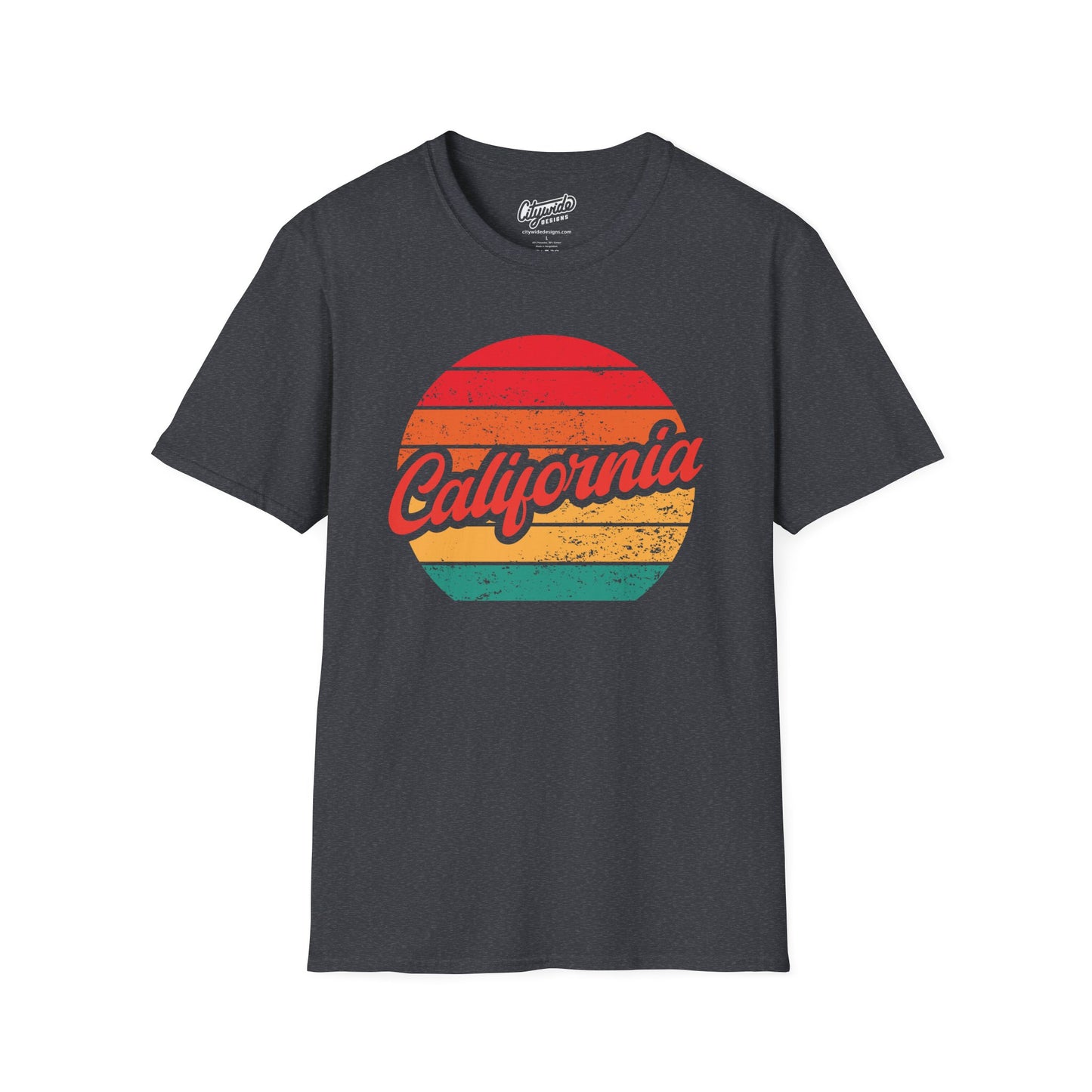 California, Colorful Retro Sunset Graphic T-Shirt