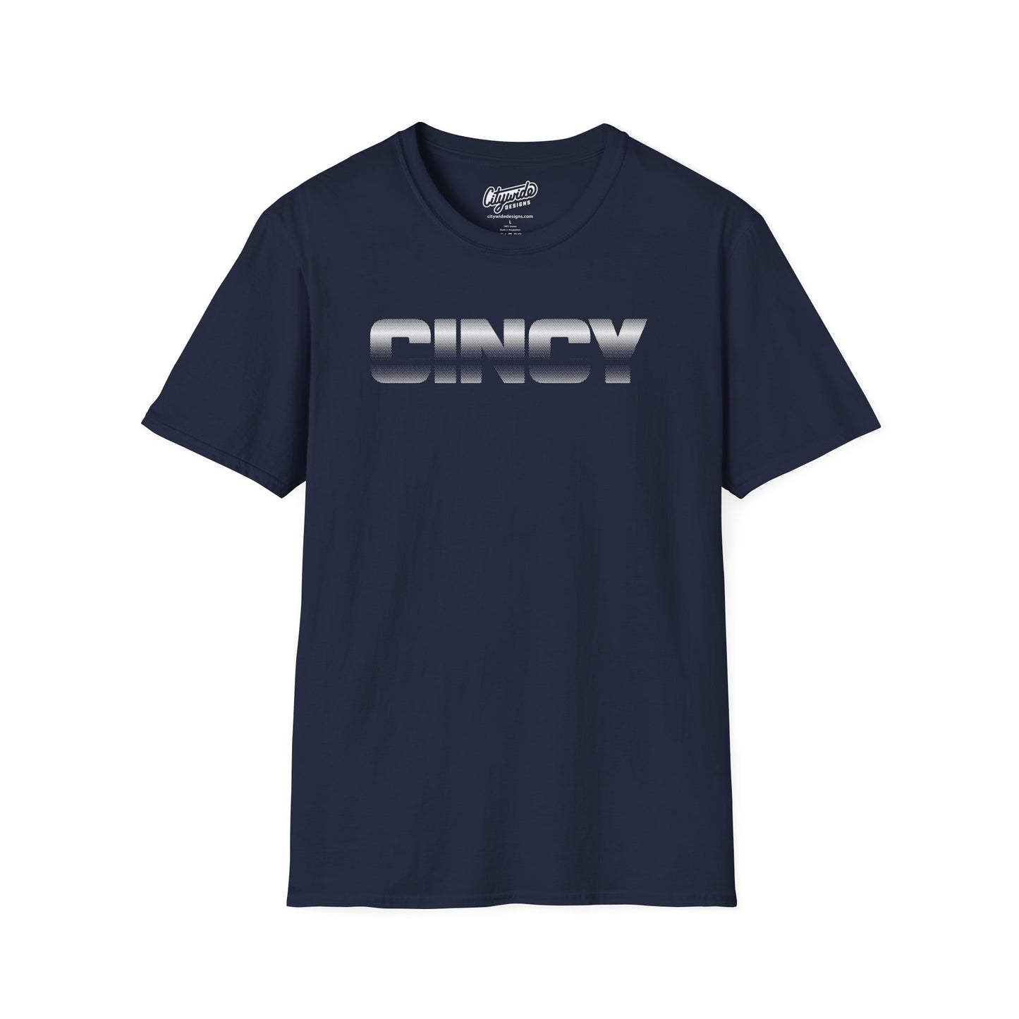 CINCY Pop Art Graphic Tee, Hafltone Dots, Dark Band In Center