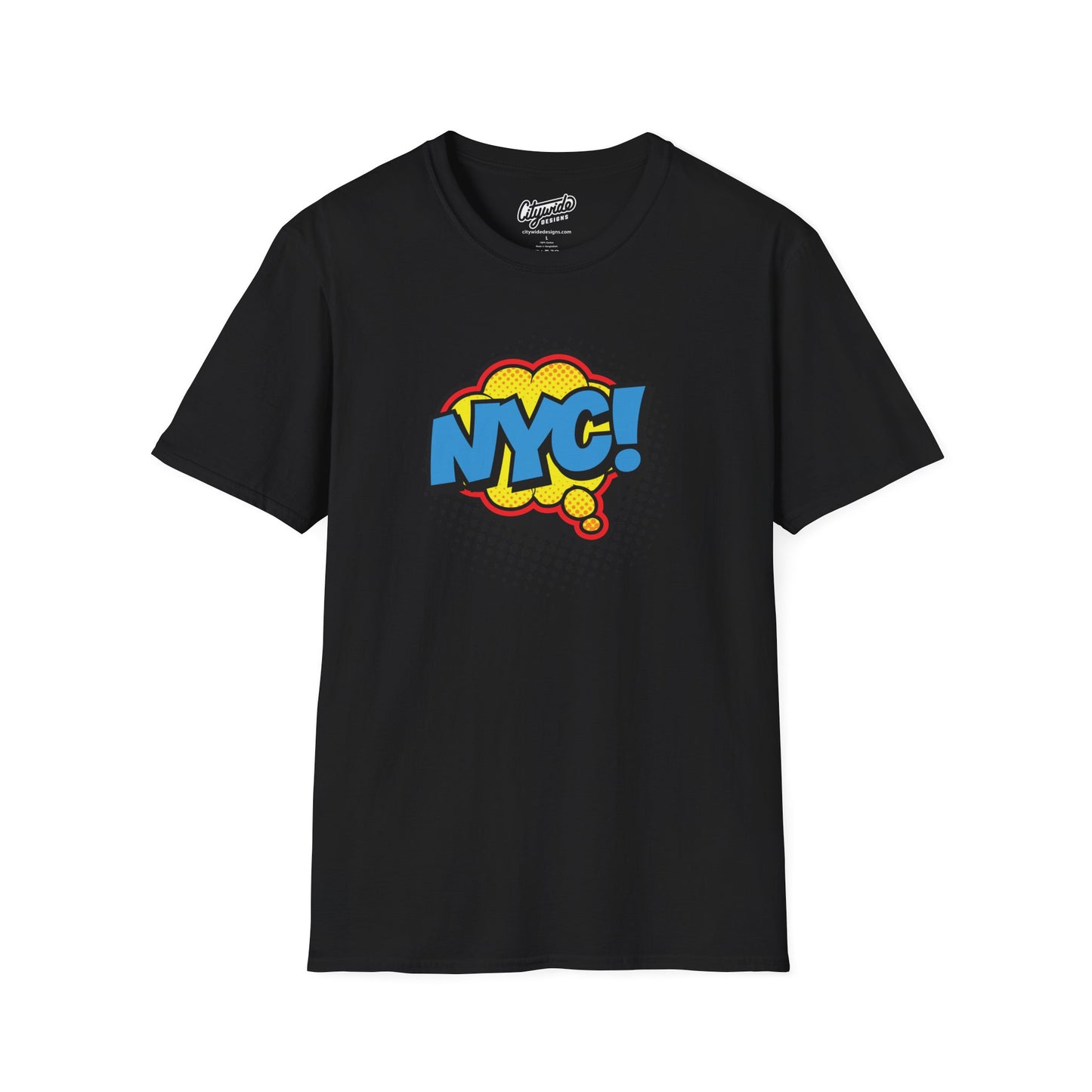 NYC in Pop Art Comic Word Bubble Graphic Tee with Halftone Dots