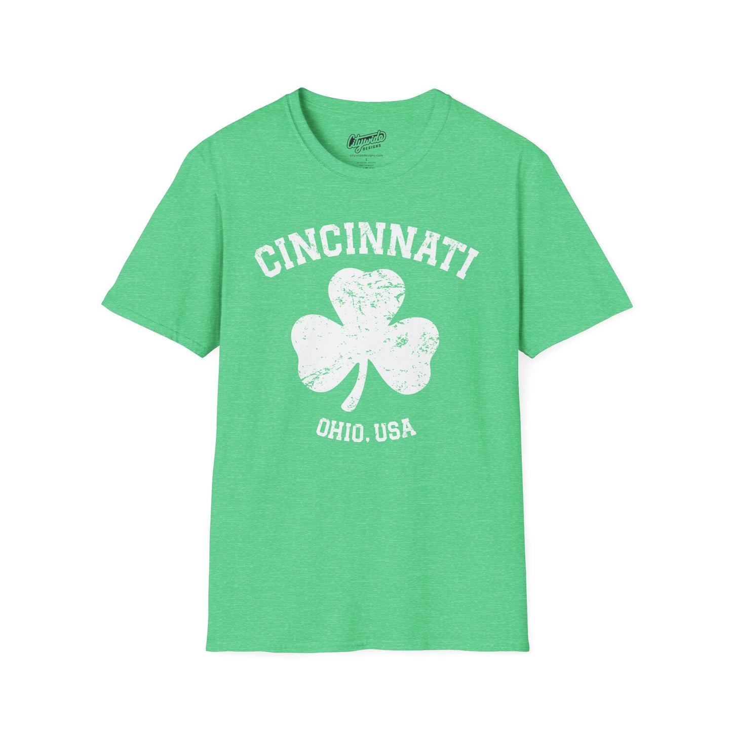 Cincinnati Big Shamrock T-Shirt, White Ink, Great for St. Patricks Day