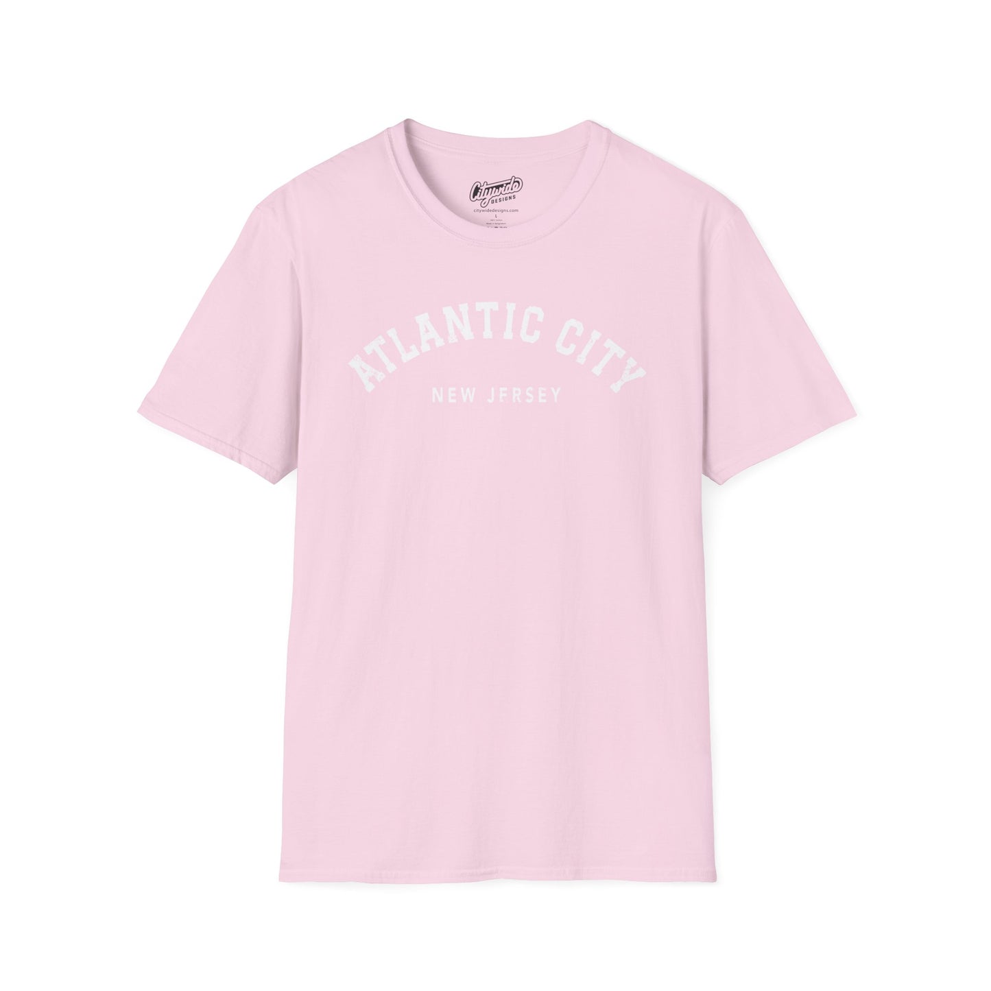 Atlantic City New Jersey, Distressed, Arched Varsity Text T-Shirt