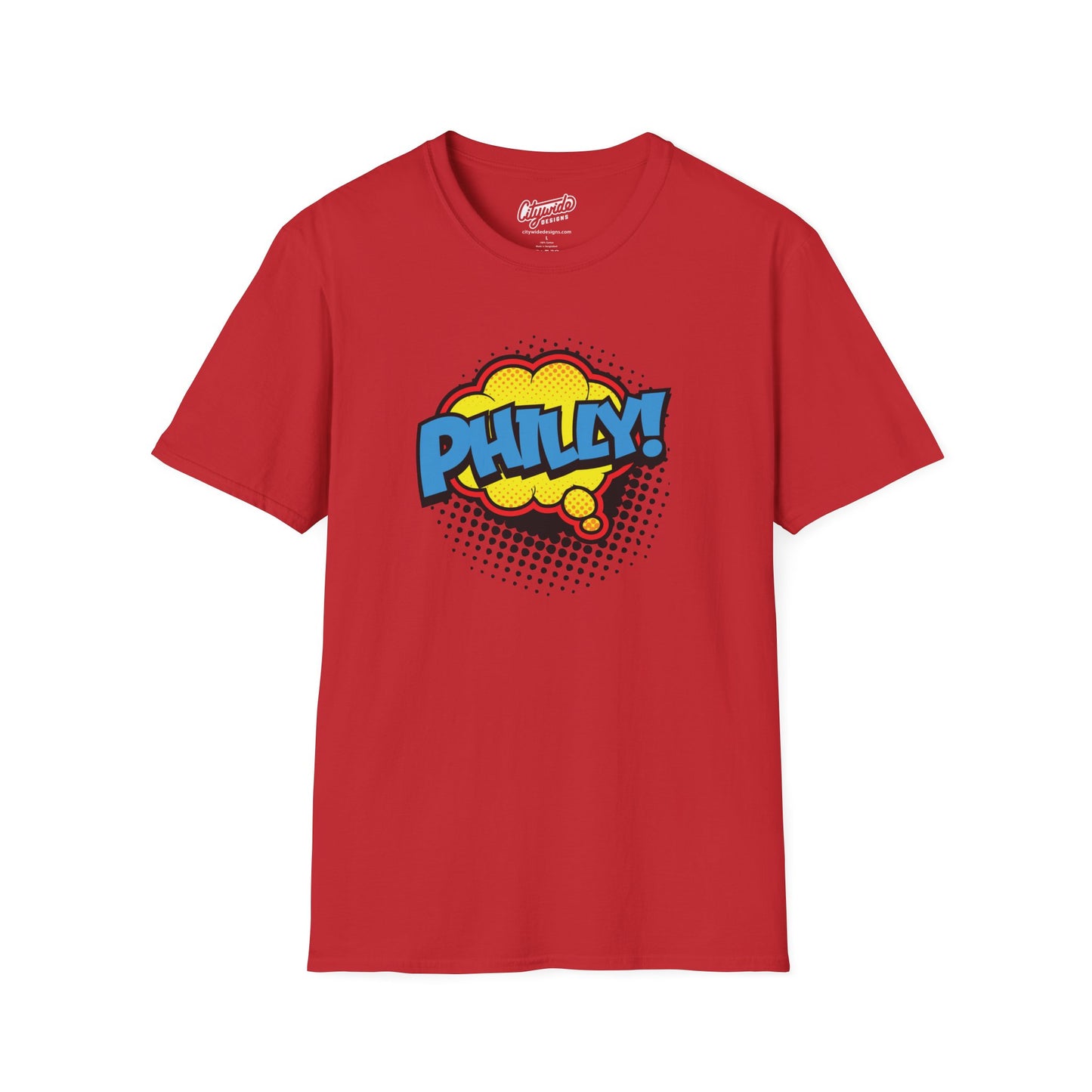 Philly in Pop Art Comic Word Bubble Graphic Tee with Halftone Dots