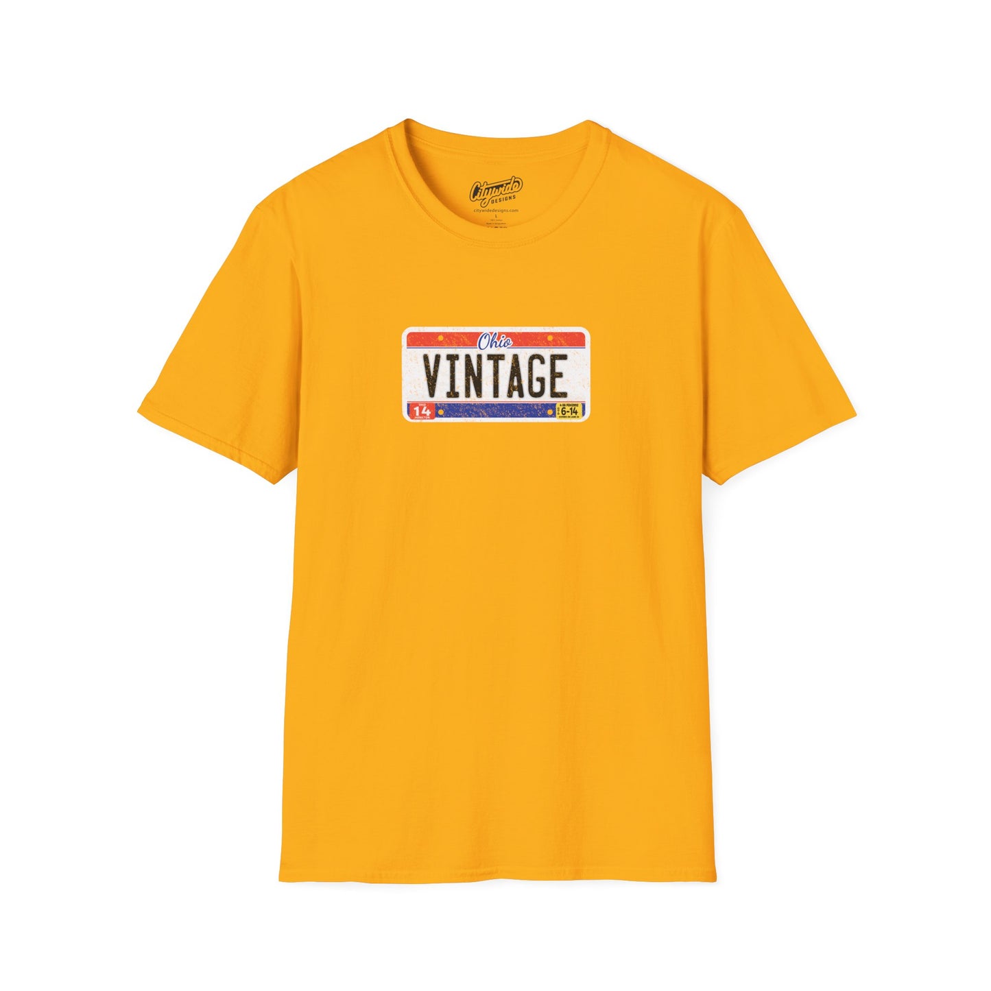 Ohio Personalized License Plate Graphic Tee with Vintage Text