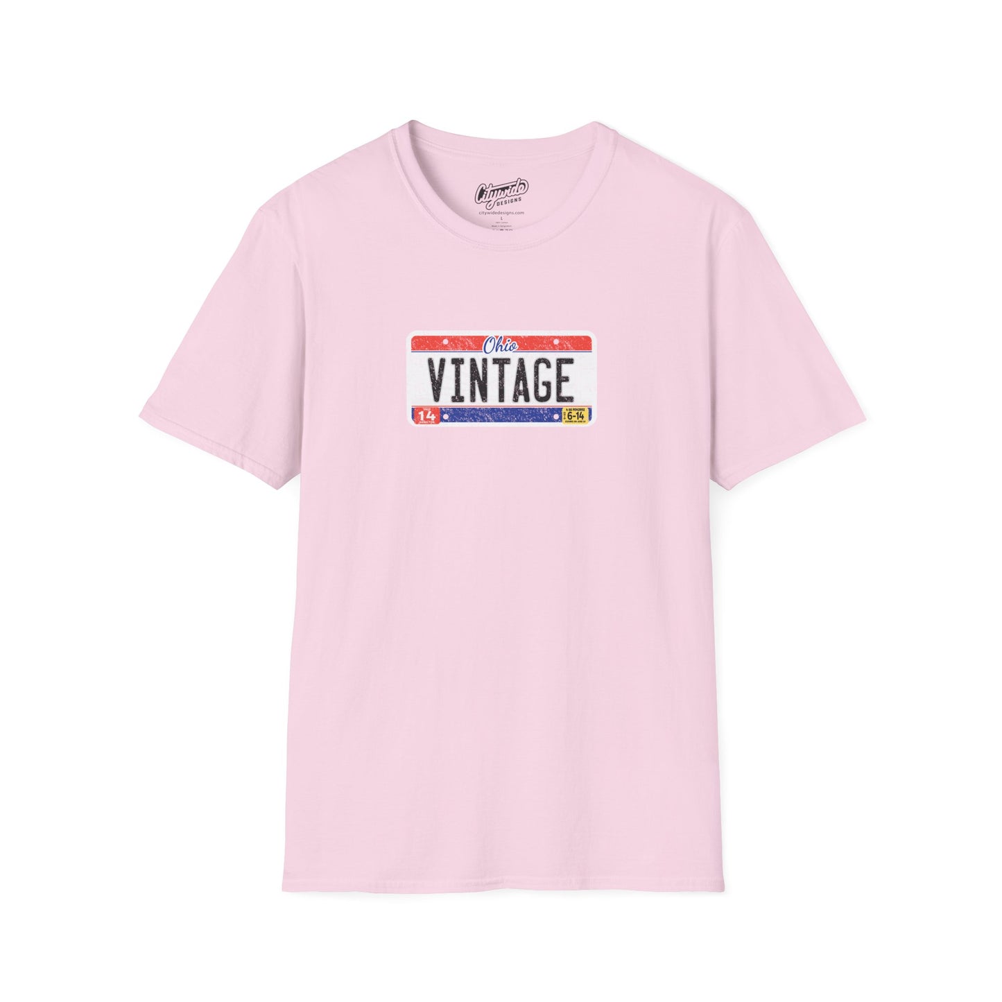 Ohio Personalized License Plate Graphic Tee with Vintage Text