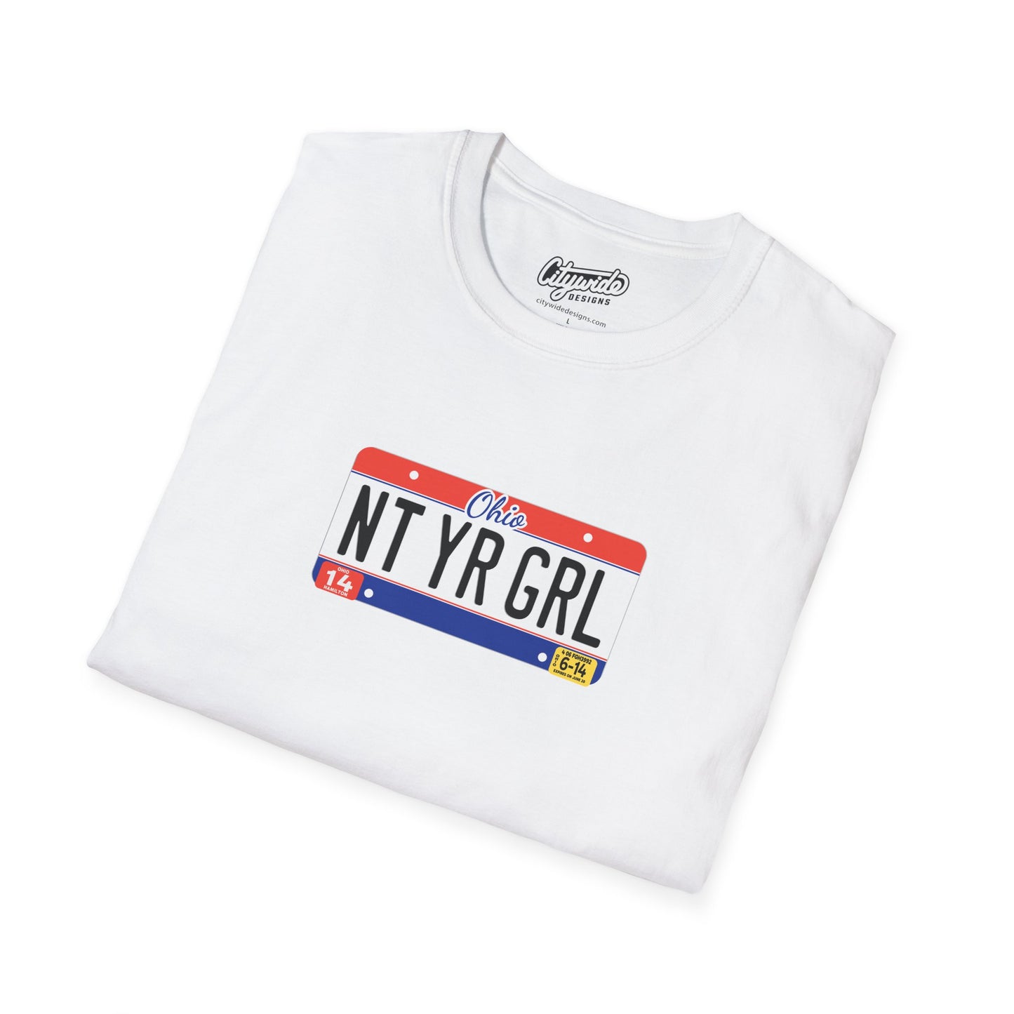 Ohio License Plate Graphic Tee with Nt Yr Grl Text T-Shirt