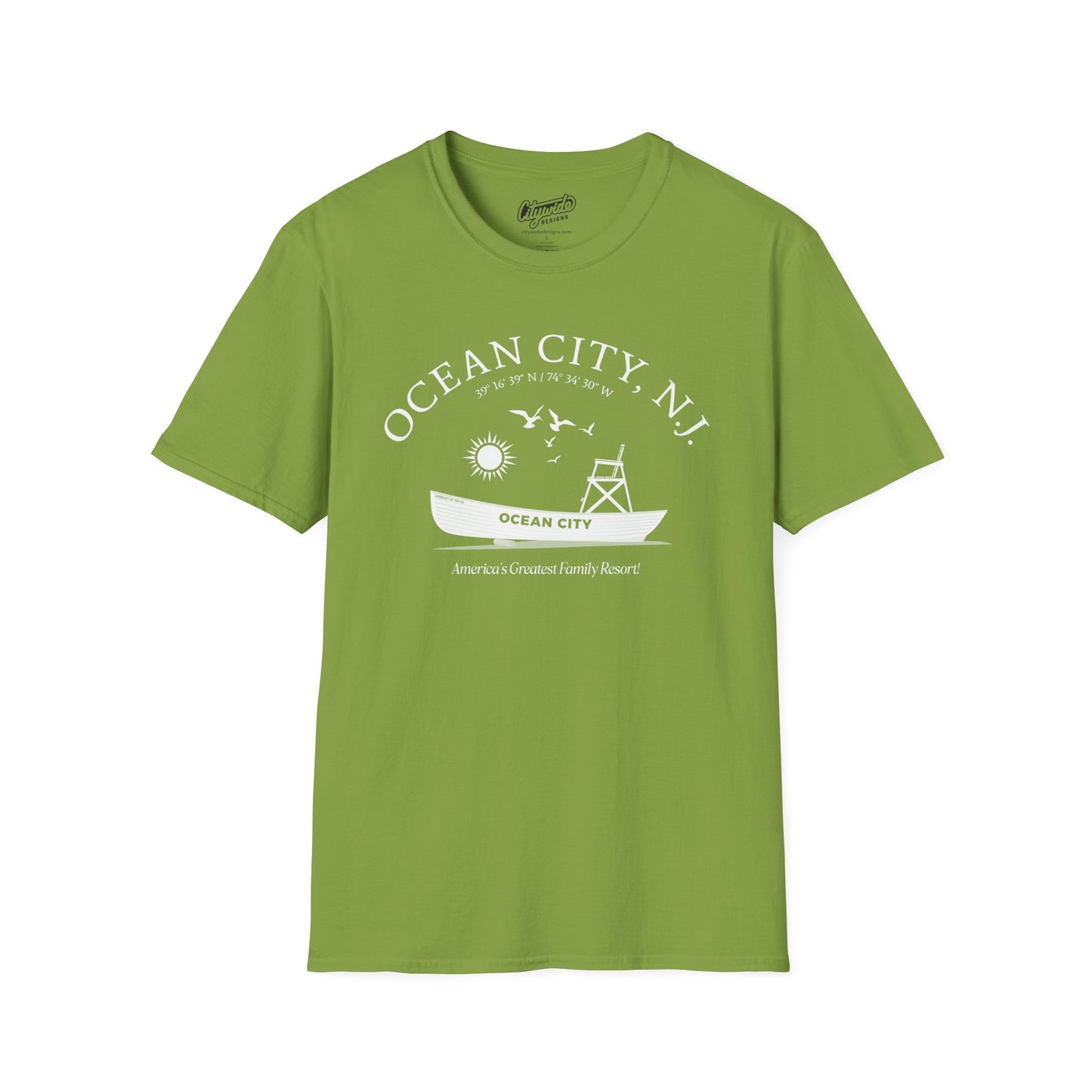 Ocean City, NJ, Beach Patrol Boat, Setting Sun T-Shirt