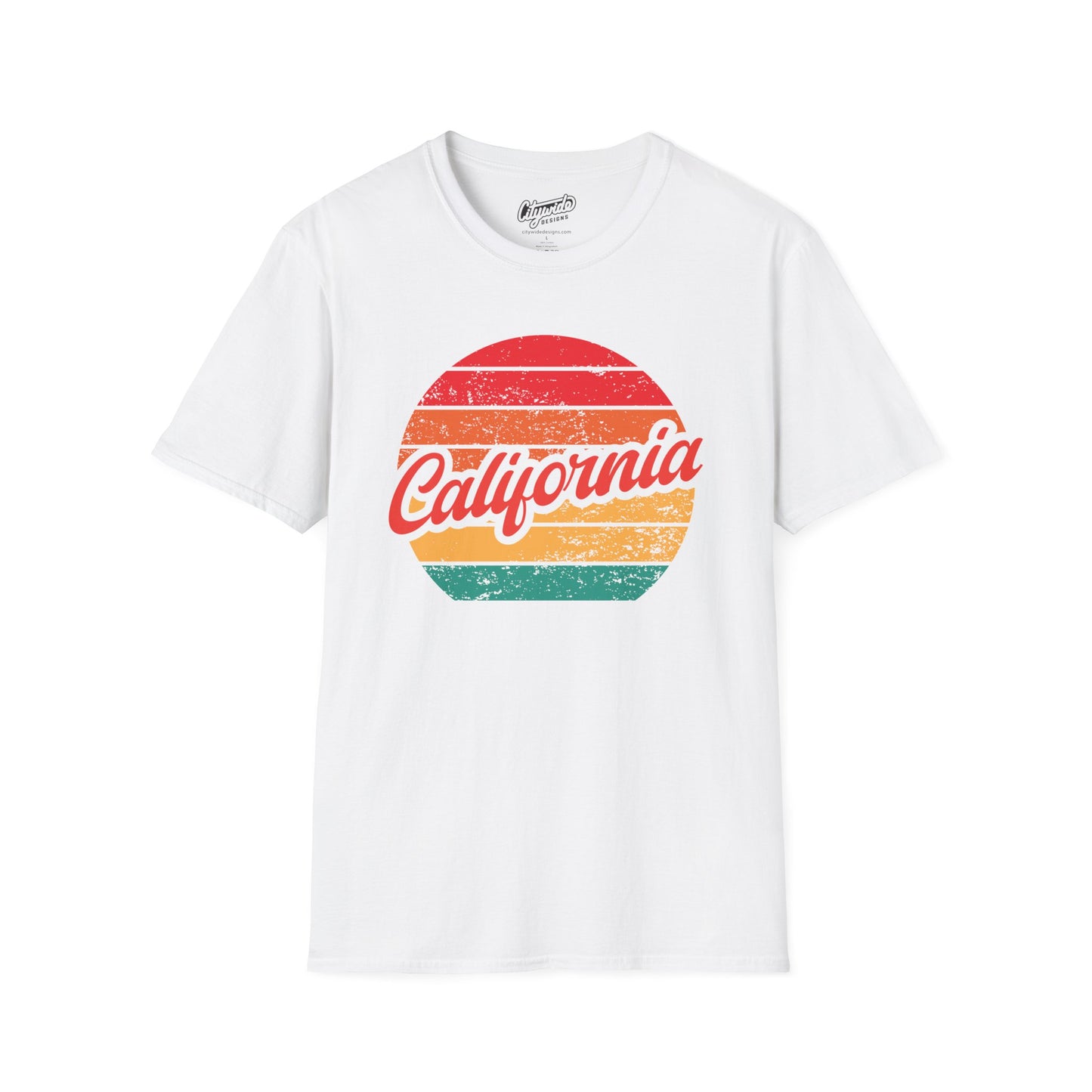 California, Colorful Retro Sunset Graphic T-Shirt