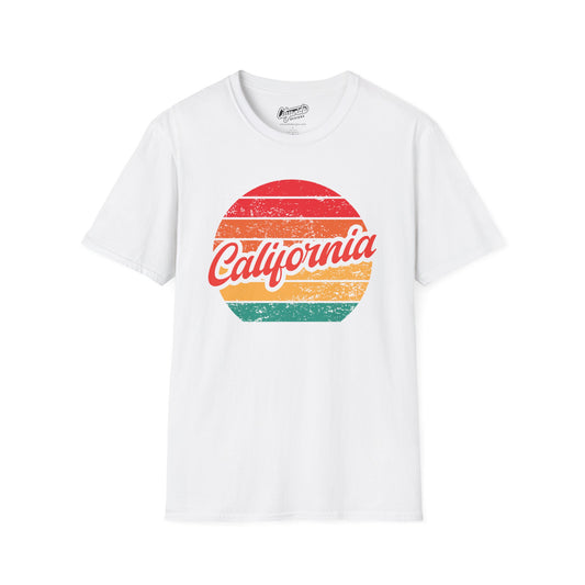 California, Colorful Retro Sunset Graphic T-Shirt