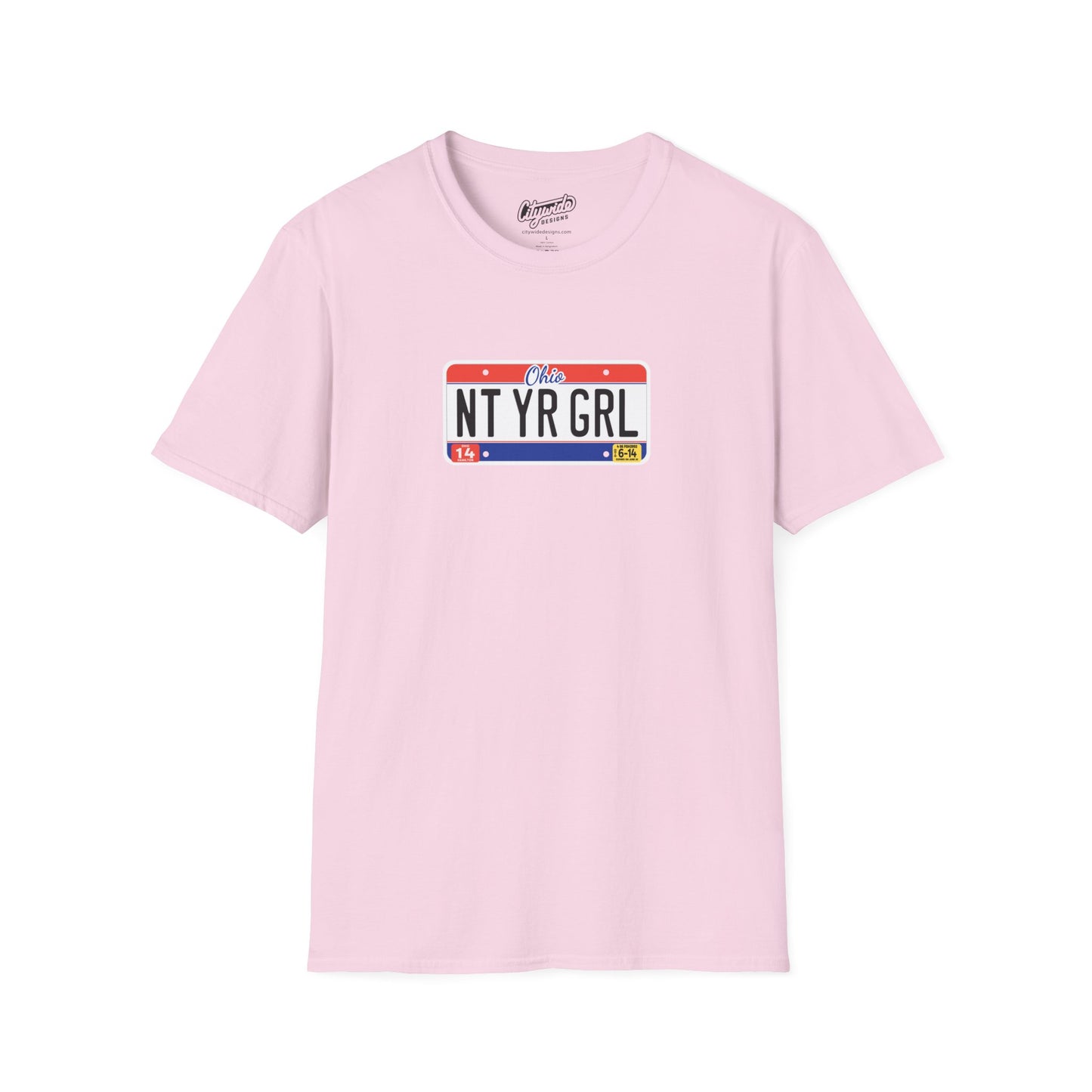 Ohio License Plate Graphic Tee with Nt Yr Grl Text T-Shirt