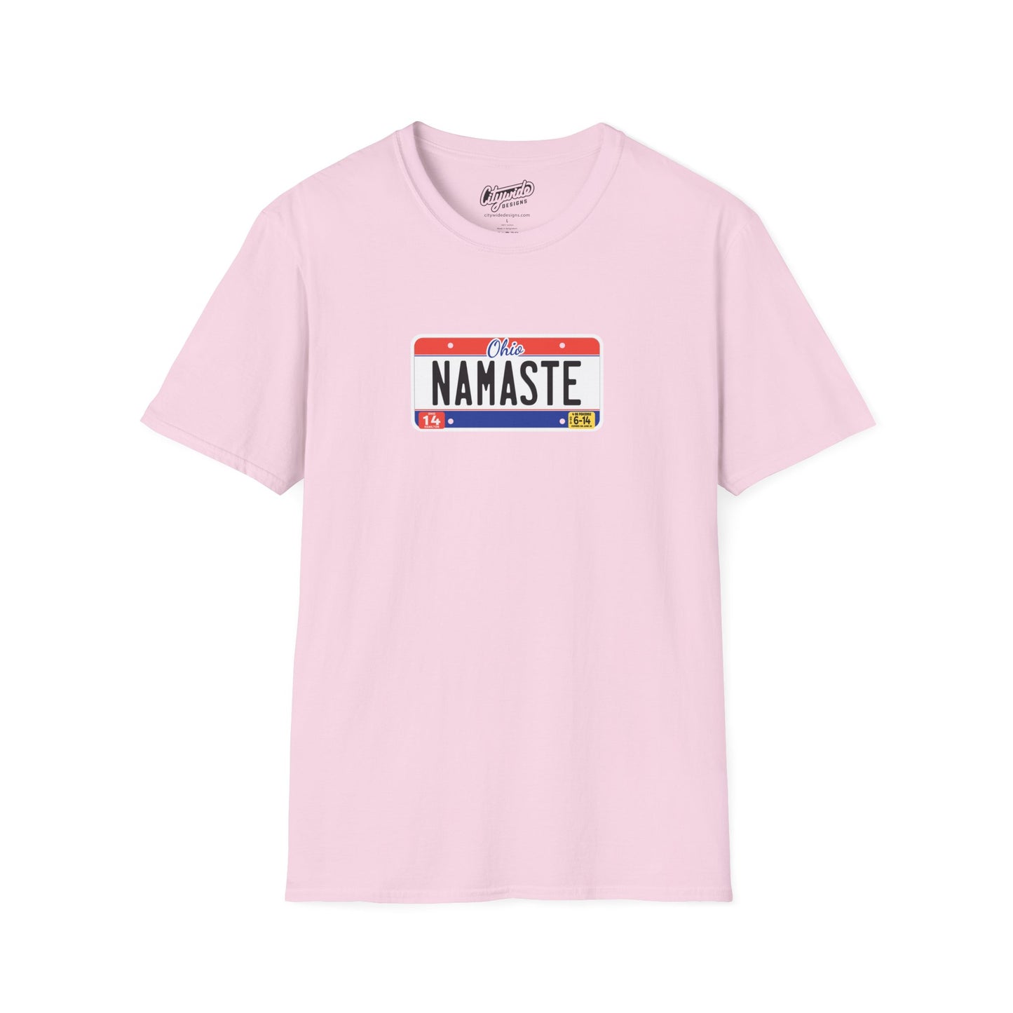 Ohio License Plate Graphic Tee with Namaste Text T-Shirt