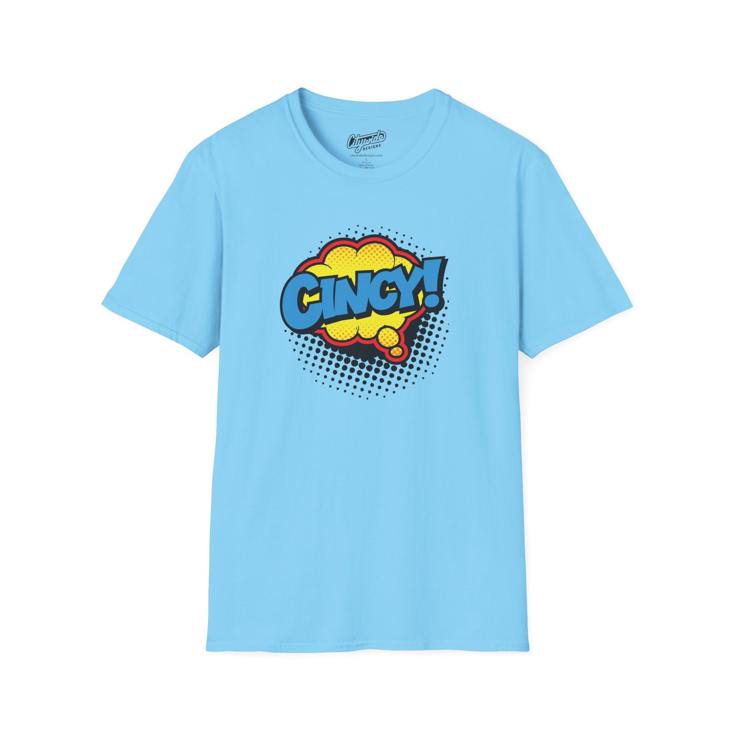 Cincy in Pop Art Comic Word Bubble Graphic Tee with Halftone Dots