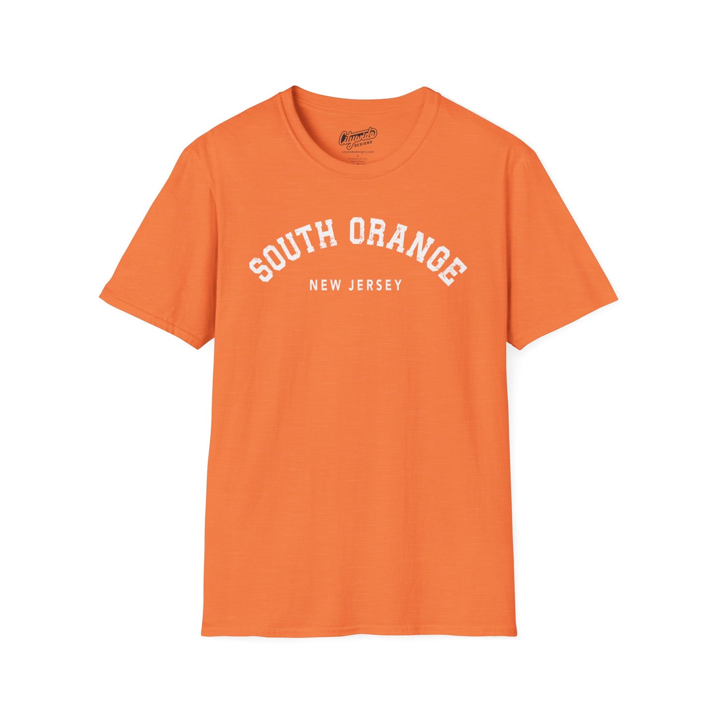 South Orange, NJ, Arched Varsity Text T-Shirt With Distressed Look