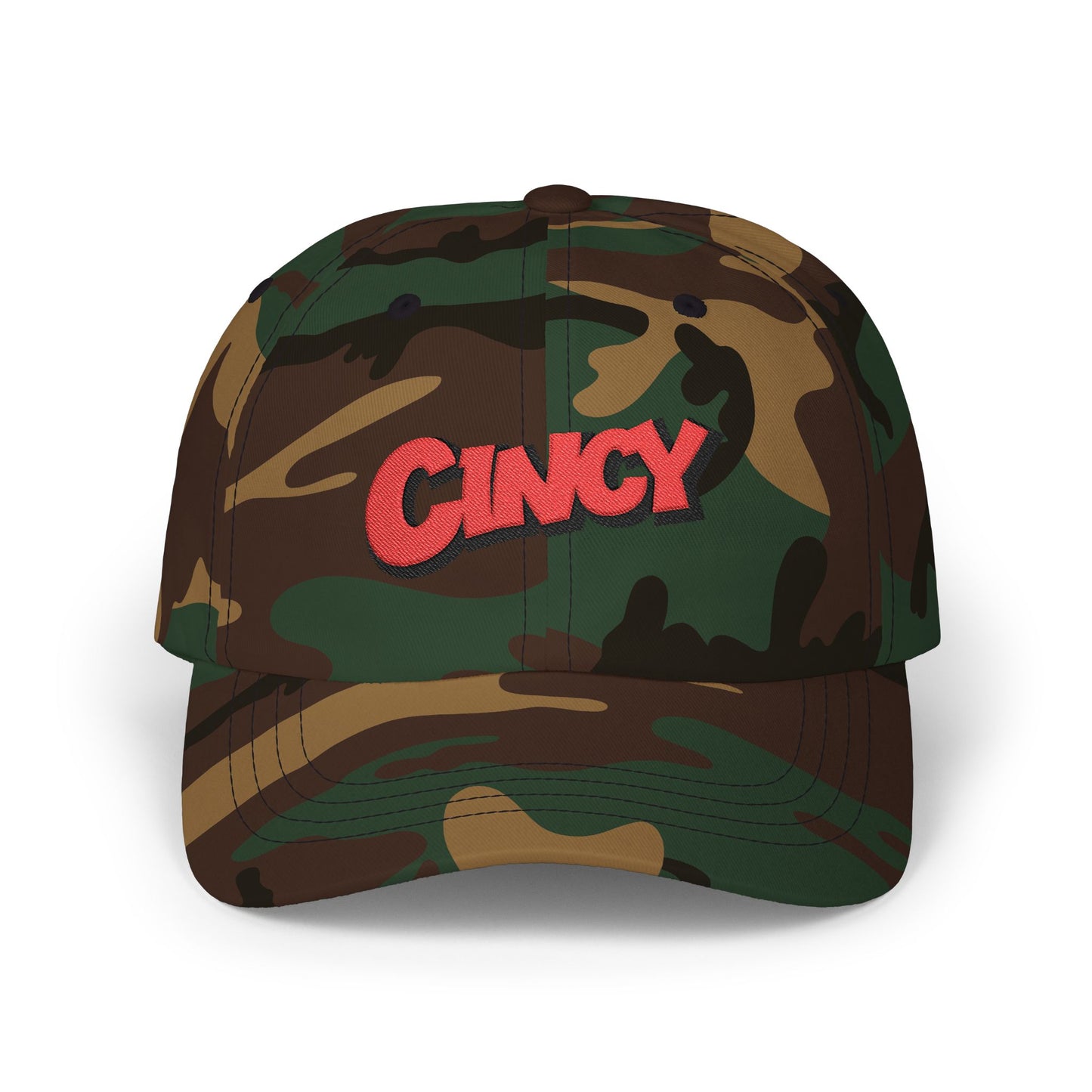 Cincy Jungle Pop Cap – Embroidered Script Baseball Hat (Cincinnati Fan)