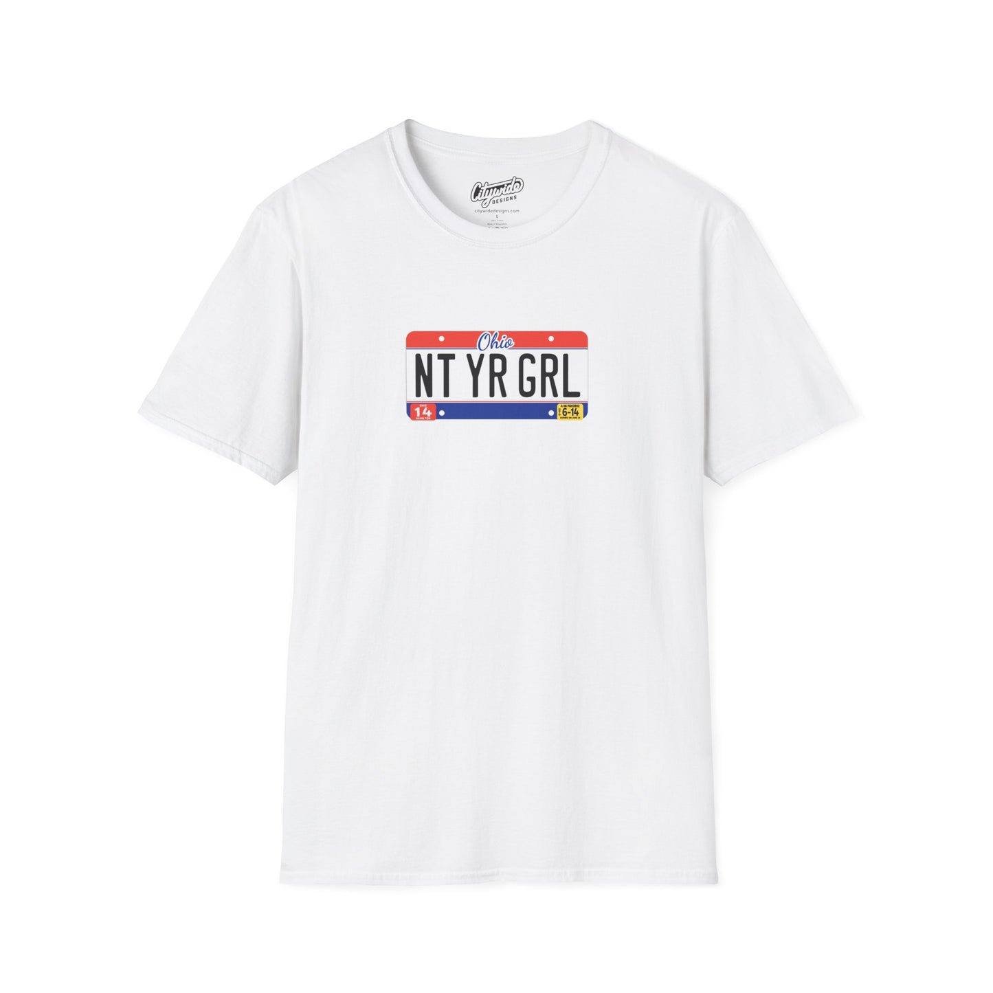 Ohio License Plate Graphic Tee with Nt Yr Grl Text T-Shirt