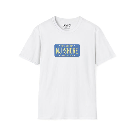 New Jersey Personalized License Plate Graphic Tee with NJ Shore Text