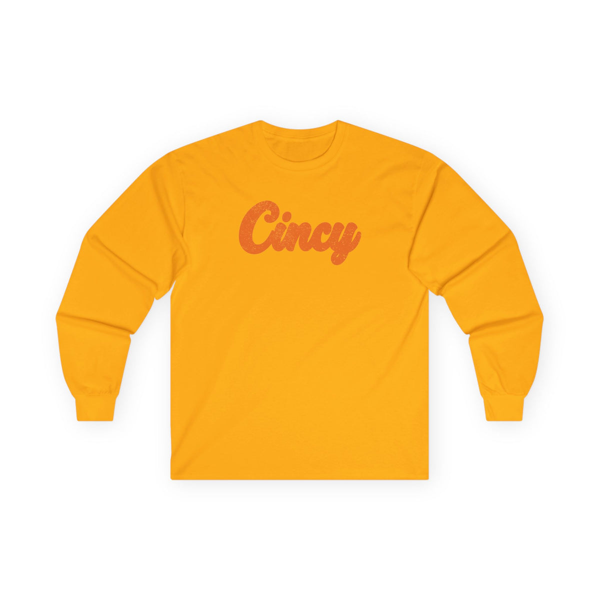 Cincy Script Long Sleeve Tee — Retro Cincinnati City Pride Shirt