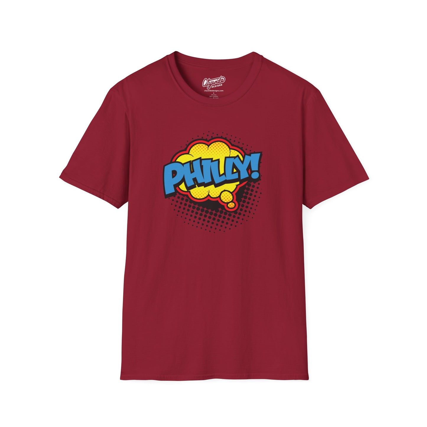 Philly in Pop Art Comic Word Bubble Graphic Tee with Halftone Dots
