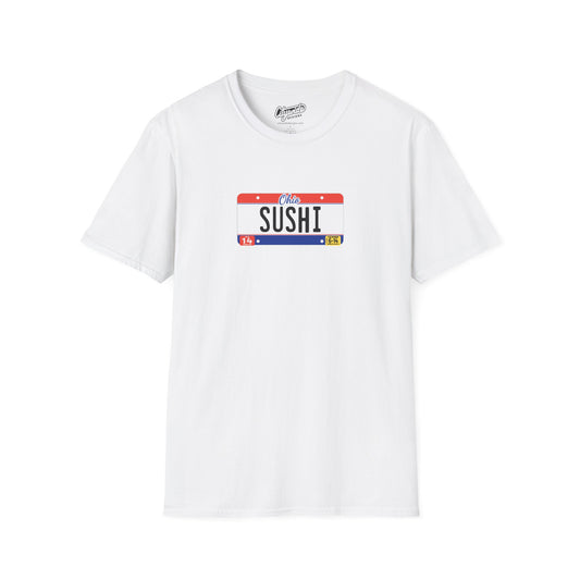Ohio License Plate Graphic Tee with Sushi Text T-Shirt