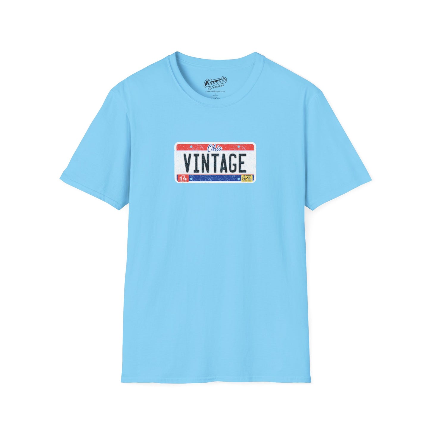Ohio Personalized License Plate Graphic Tee with Vintage Text
