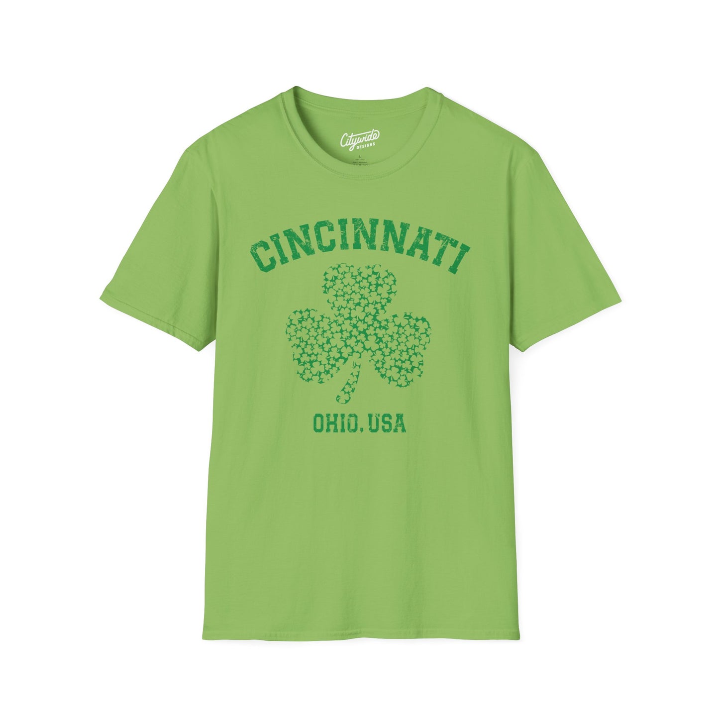 Cincinnati St Patricks Day Shirt, Big Shamrock Made of Mini Clovers