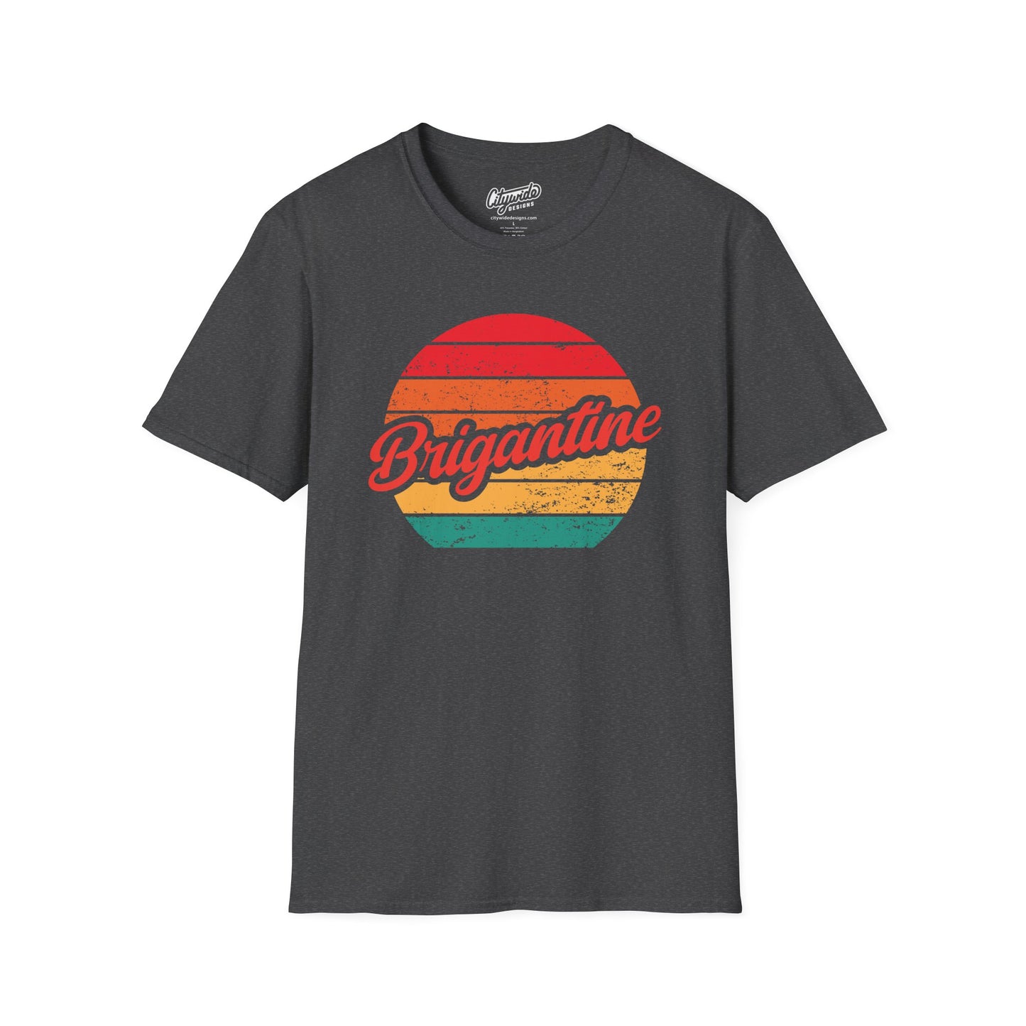 Brigantine, Colorful Retro Sunset Graphic T-Shirt