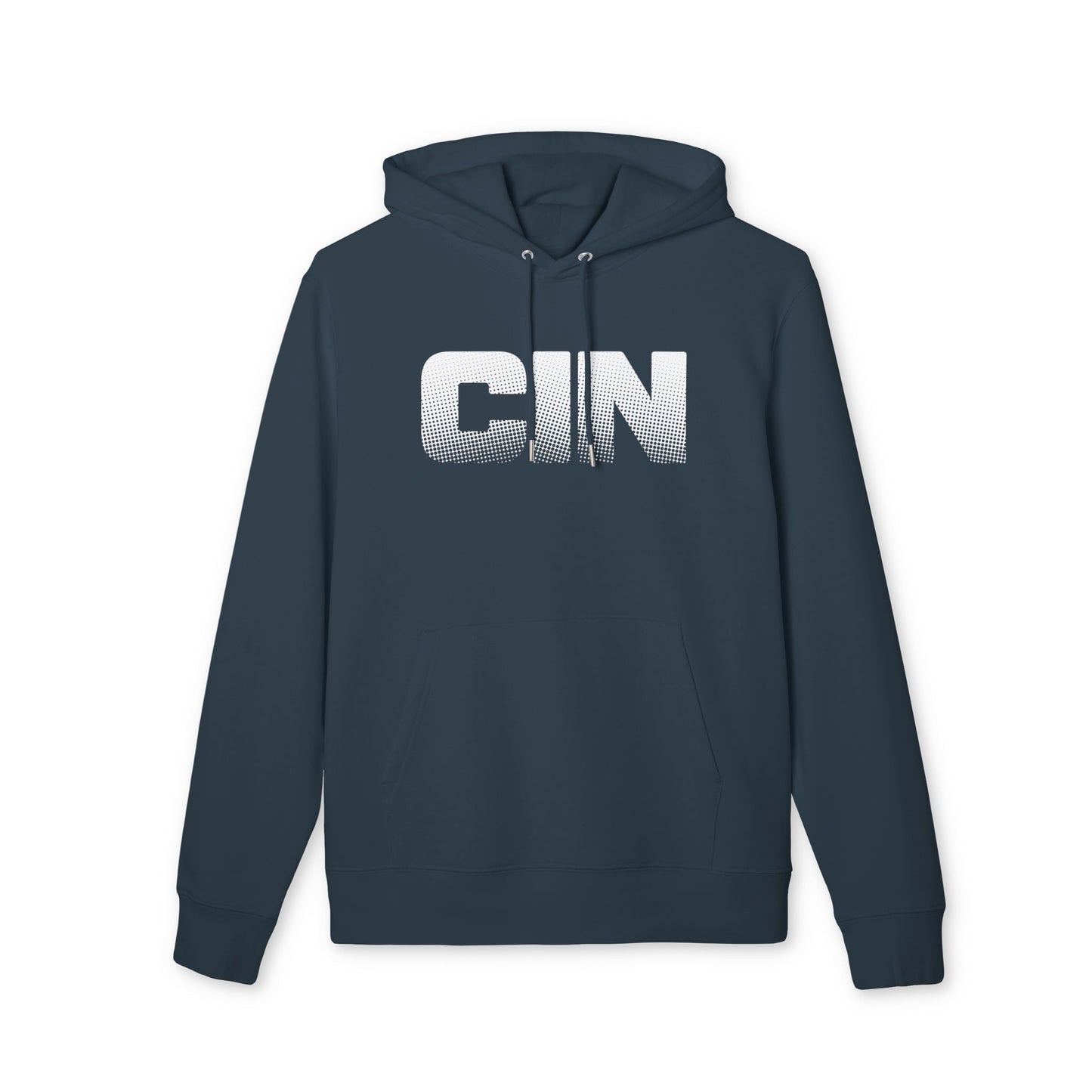 CIN Halftone Classic White Hoodie — Minimal Pullover Sweatshirt
