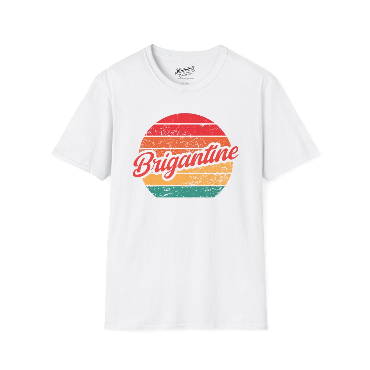 Brigantine, Colorful Retro Sunset Graphic T-Shirt