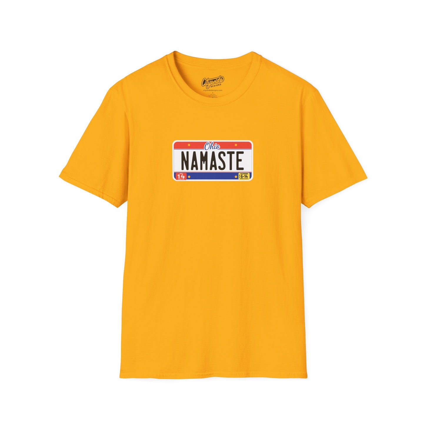 Ohio License Plate Graphic Tee with Namaste Text T-Shirt