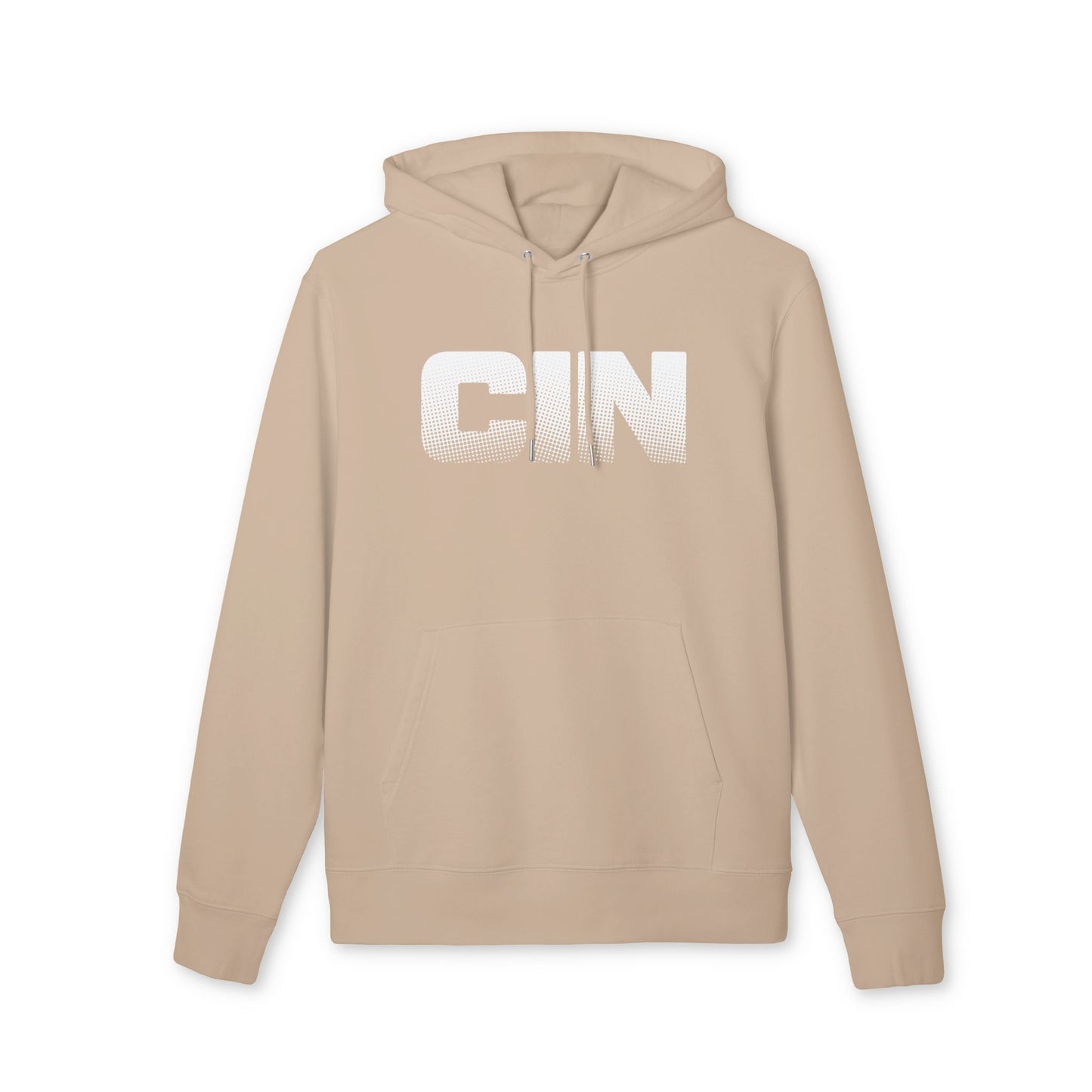 CIN Halftone Classic White Hoodie — Minimal Pullover Sweatshirt