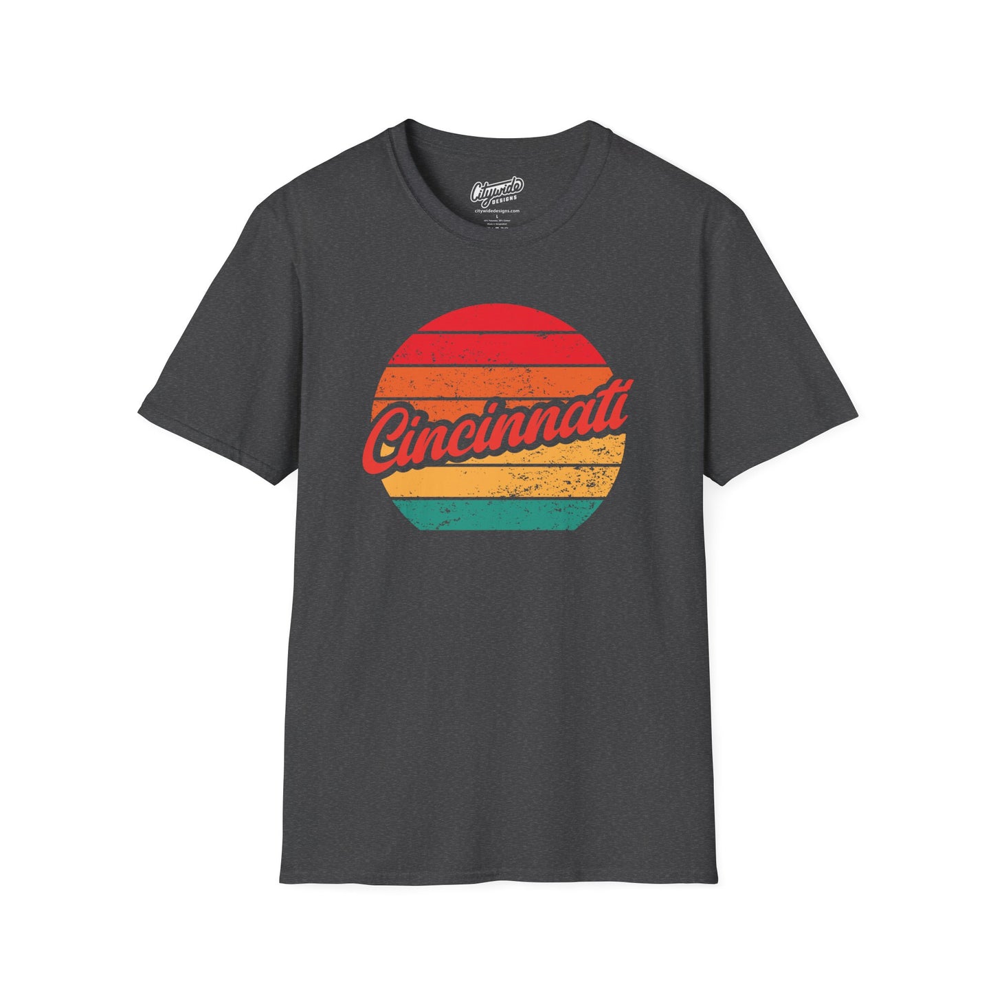 Cincinnati, OH, Colorful Retro Sunset Graphic T-Shirt