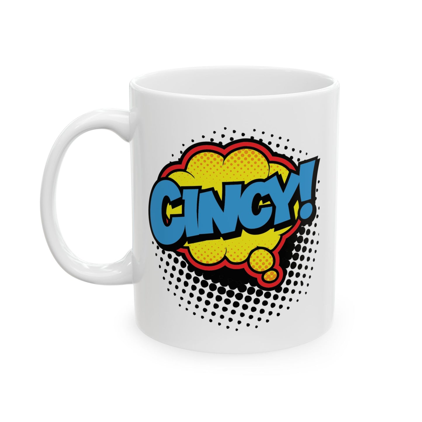 Cincy Comic Pop Art Ceramic Mug – Retro Coffee Cup (11oz, 15oz)