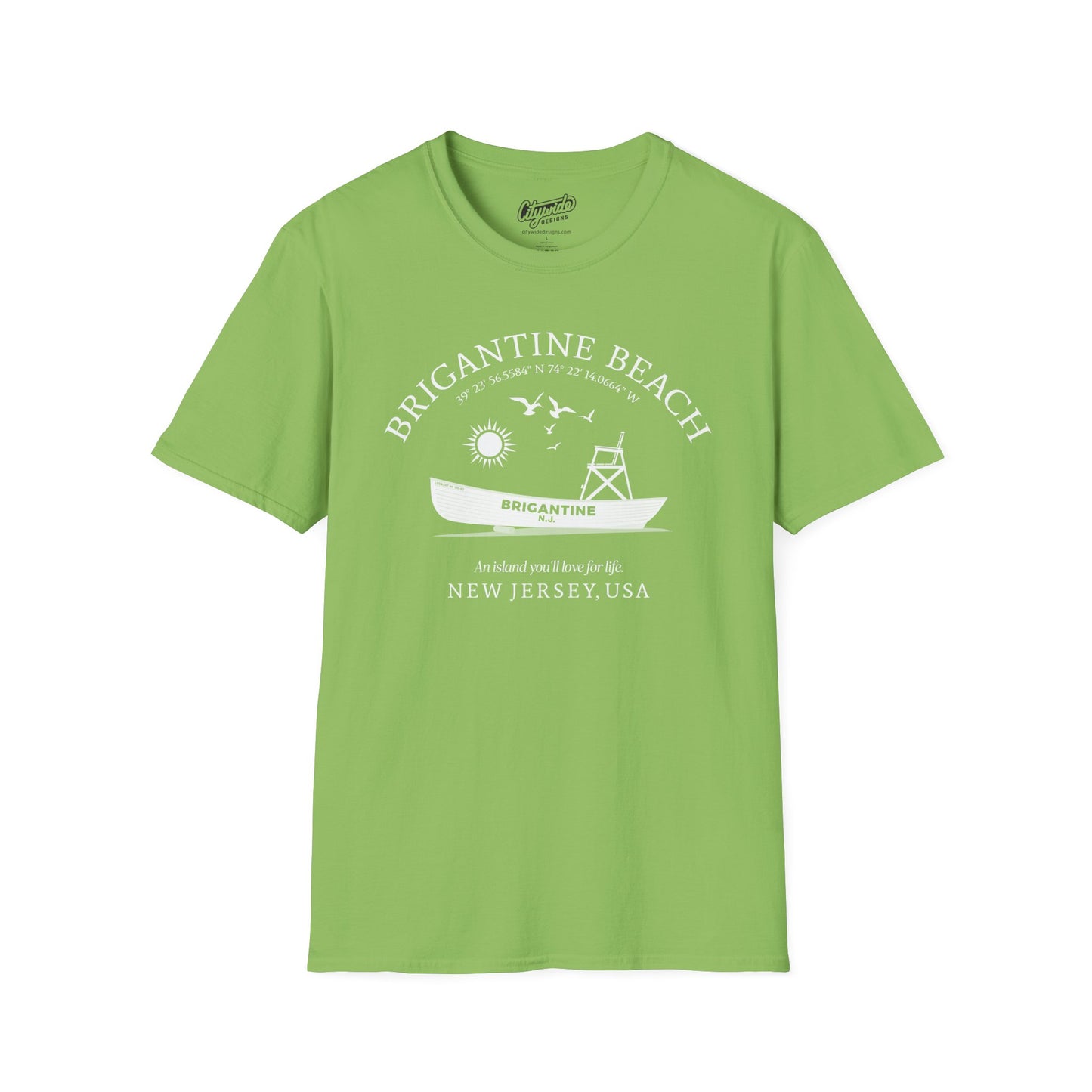 Brigantine, NJ, Beach Patrol Boat, Setting Sun T-Shirt