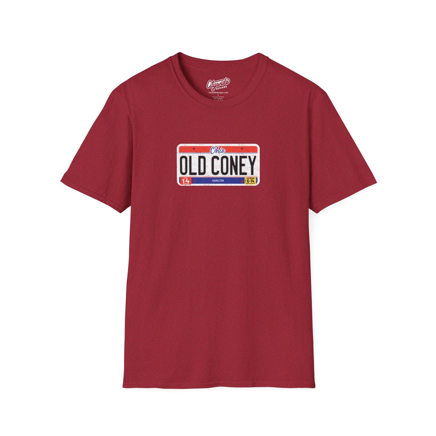 Ohio License Plate Graphic Tee with Old Coney Text T-Shirt