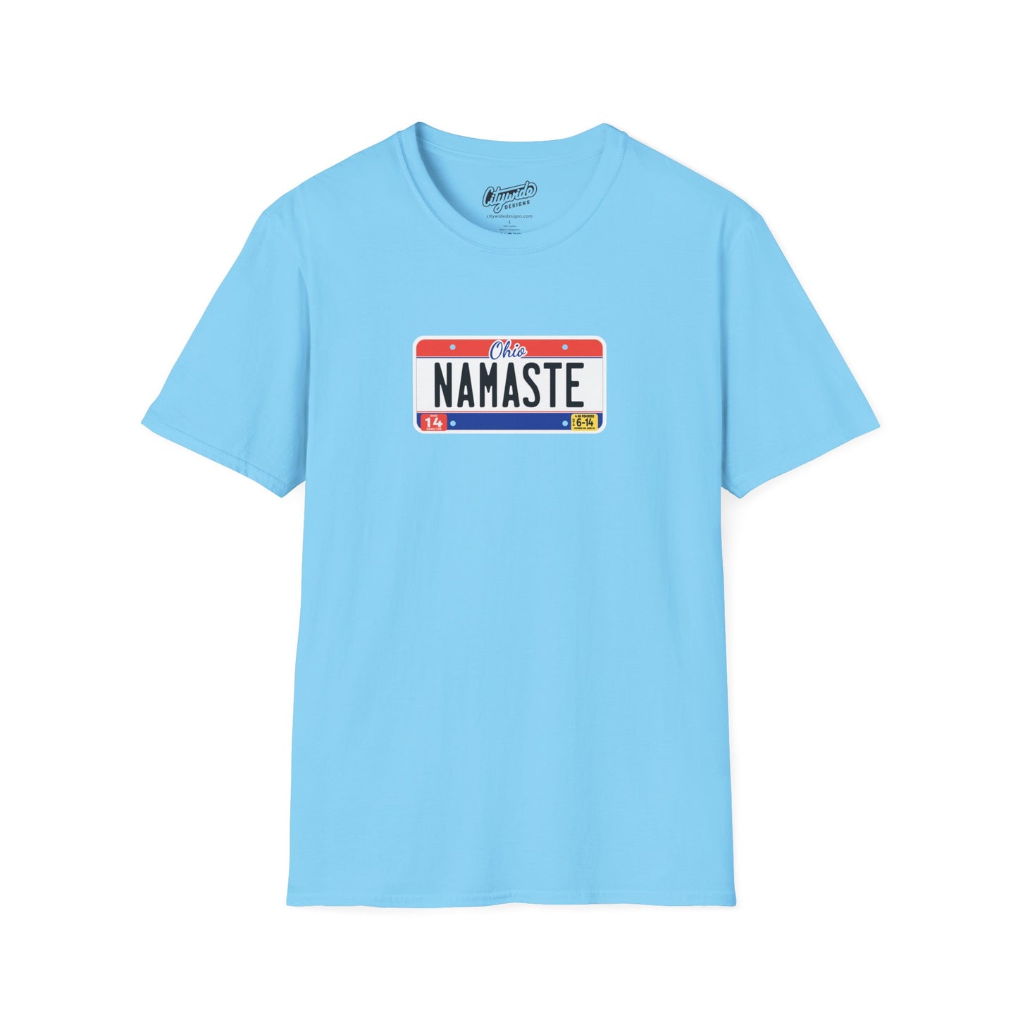 Ohio License Plate Graphic Tee with Namaste Text T-Shirt