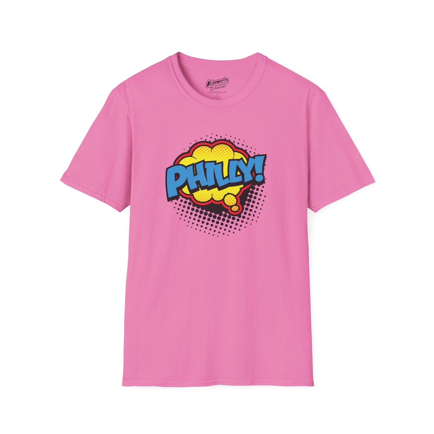 Philly in Pop Art Comic Word Bubble Graphic Tee with Halftone Dots