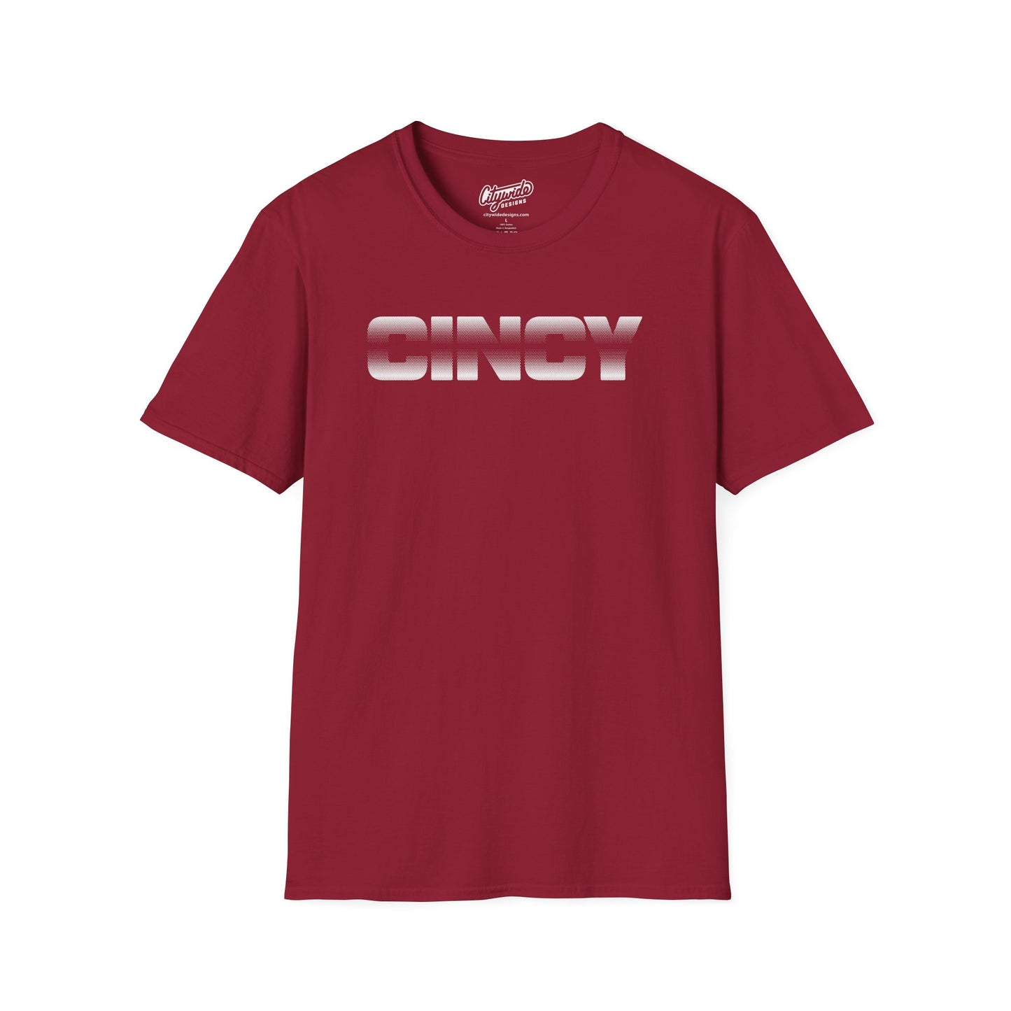 CINCY Pop Art Graphic Tee, Bold Halftone Dots with Banded Center