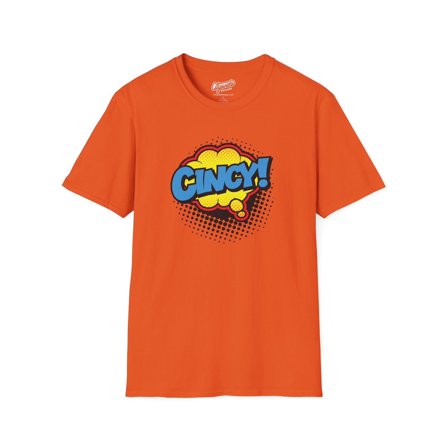 Cincy in Pop Art Comic Word Bubble Graphic Tee with Halftone Dots
