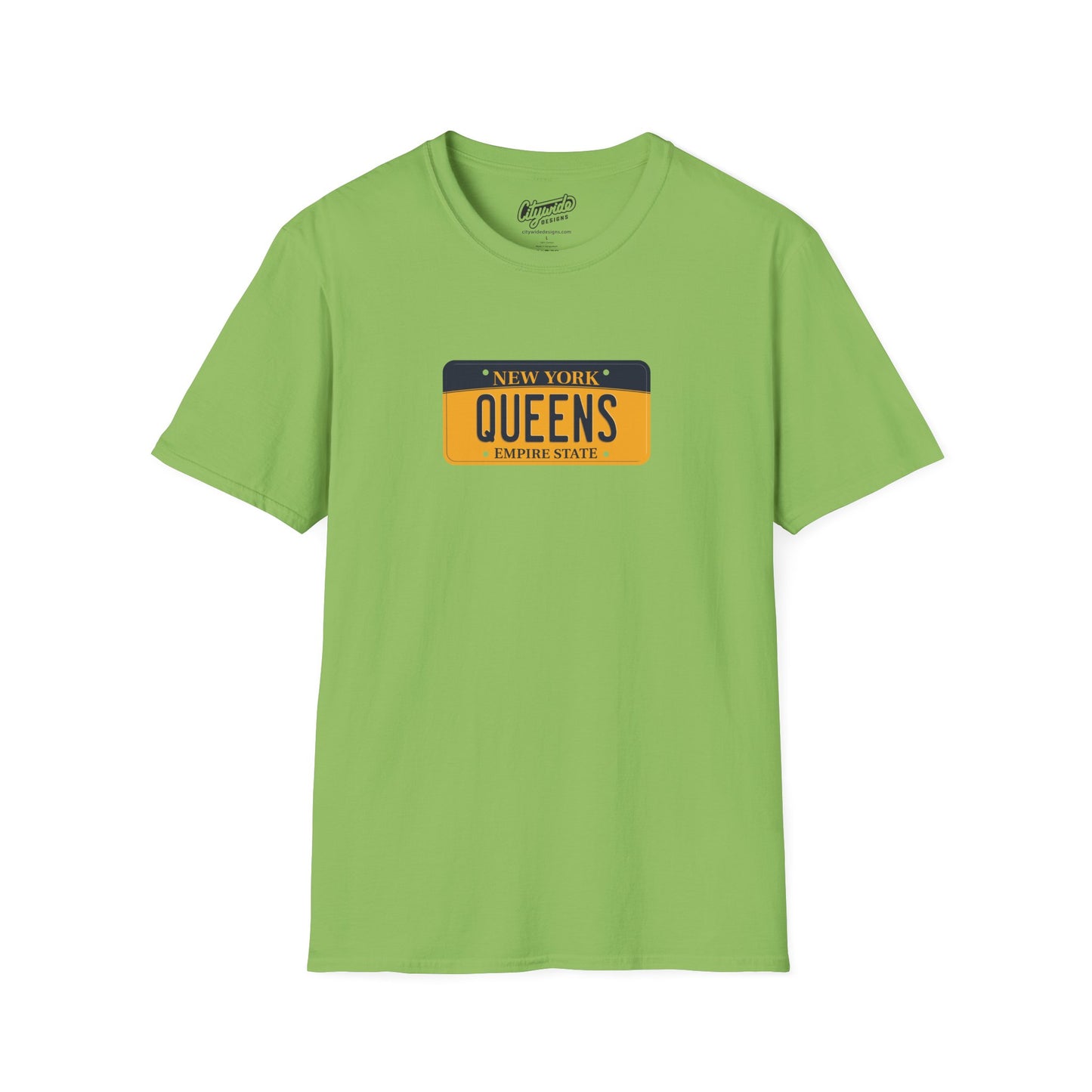 New York License Plate Graphic Tee with Queens Text T-Shirt