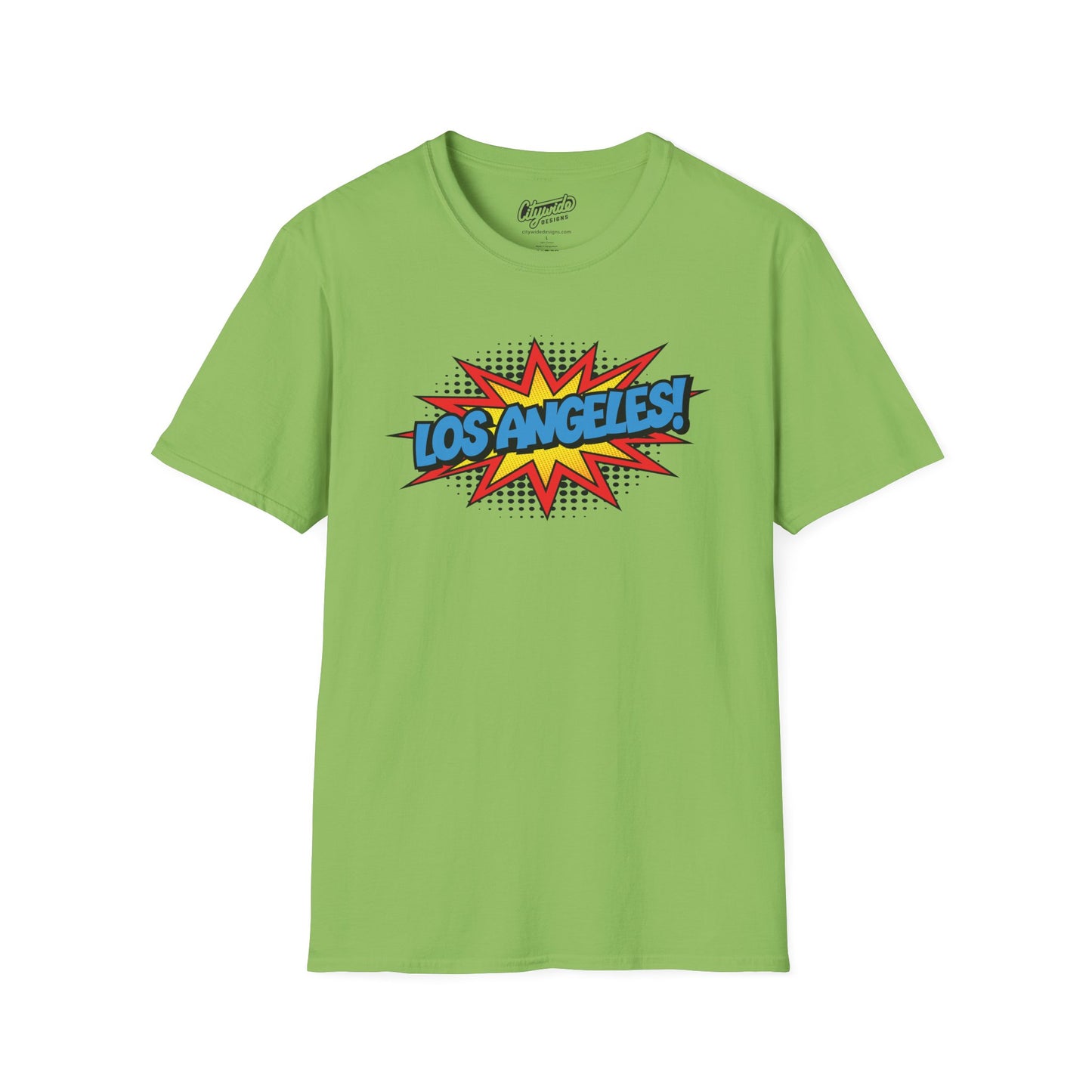 Los Angeles in Pop Art Comic Burst Graphic Tee with Halftone Dots