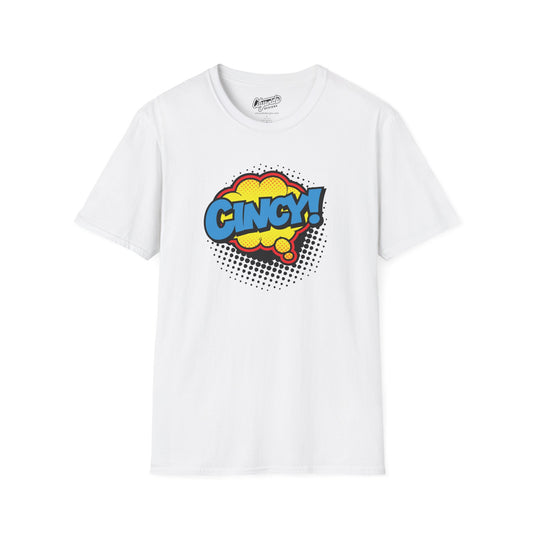 Cincy in Pop Art Comic Word Bubble Graphic Tee with Halftone Dots