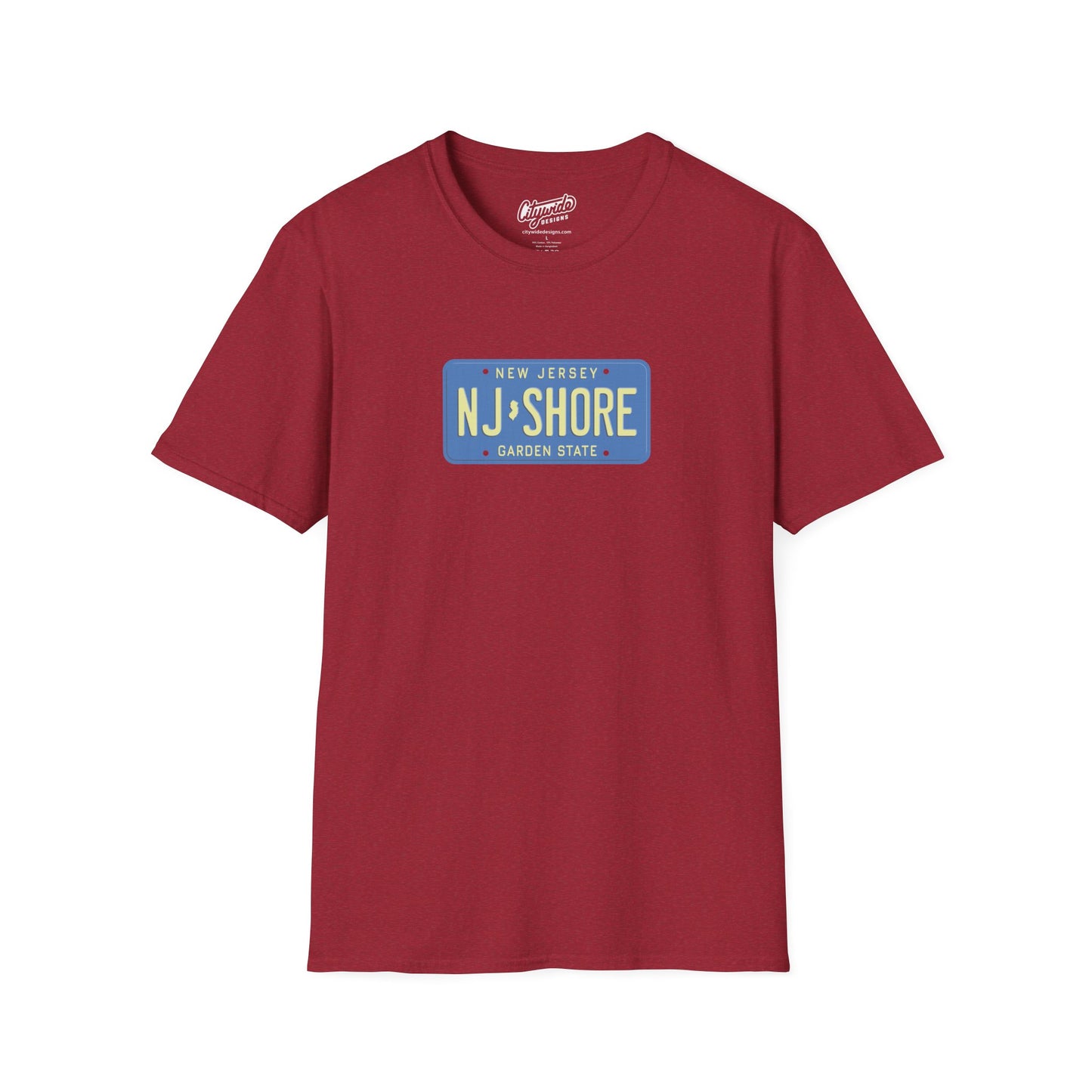 New Jersey Personalized License Plate Graphic Tee with NJ Shore Text
