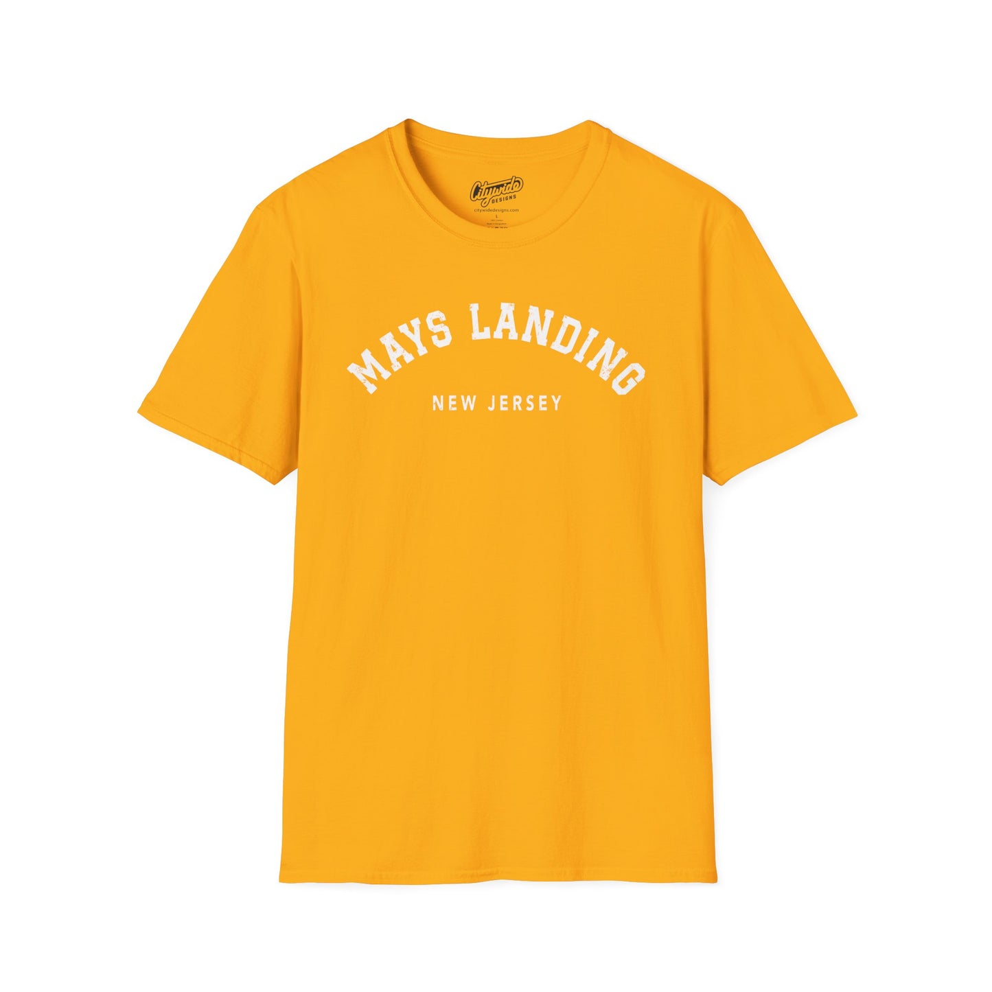 Mays Landing Heart New Jersey, Arched Varsity Text T-Shirt
