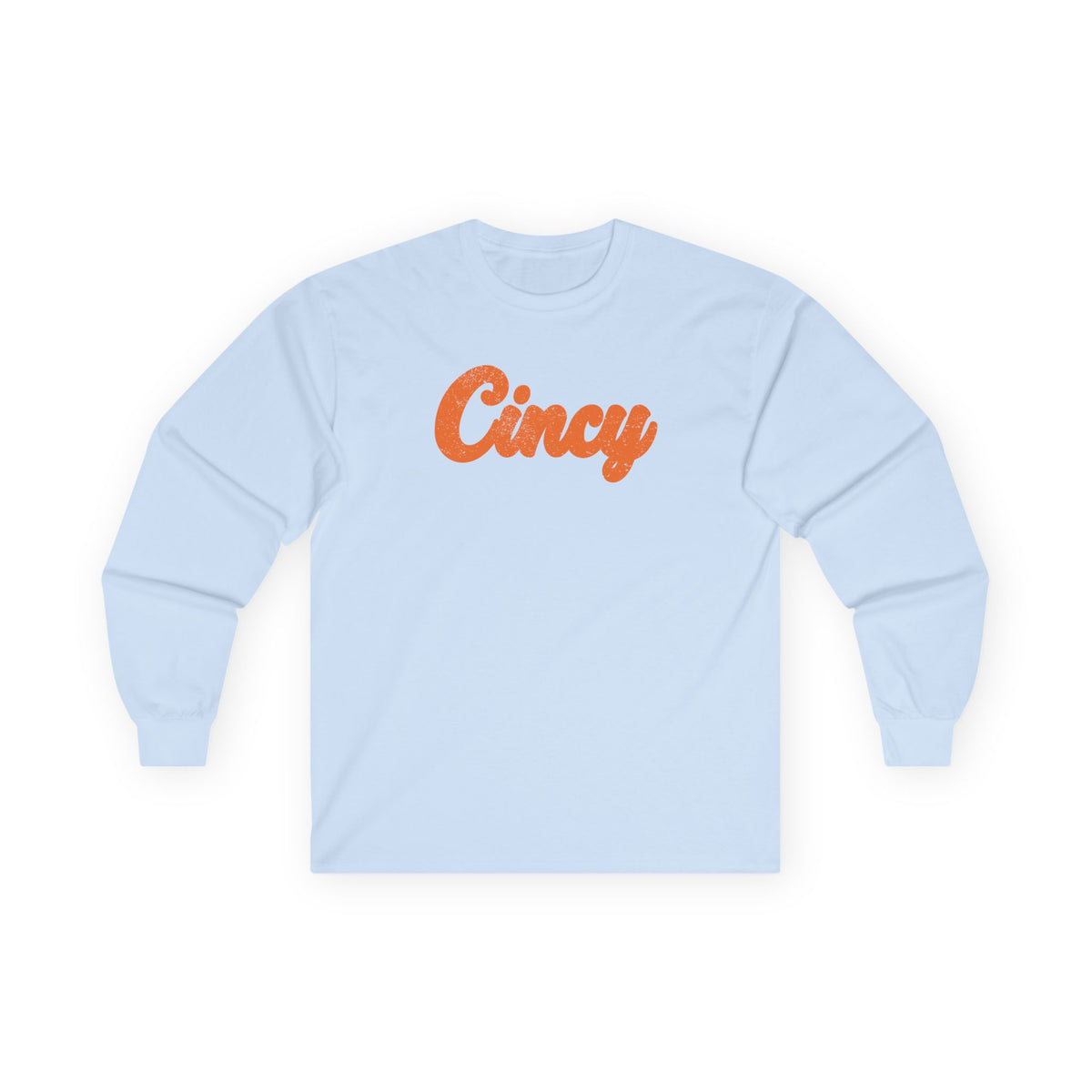 Cincy Script Long Sleeve Tee — Retro Cincinnati City Pride Shirt